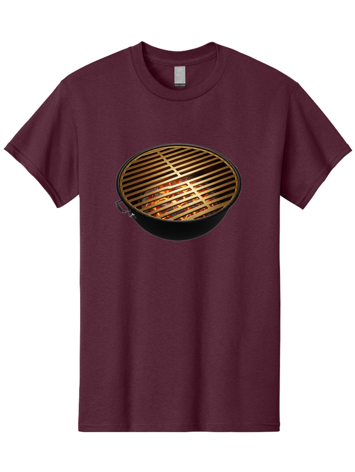 Barbecue-Grill-7 Men'S Graphic Tee, 100% Cotton, Comfortable Casual Summer Wear, Machine Washable, Barbecue Grill, Black Metal, Gold Grill Grates, Glowing Coals, Outdoor Cooking, Grill Marks, Barbecue Accessories, Grill Master Bab661