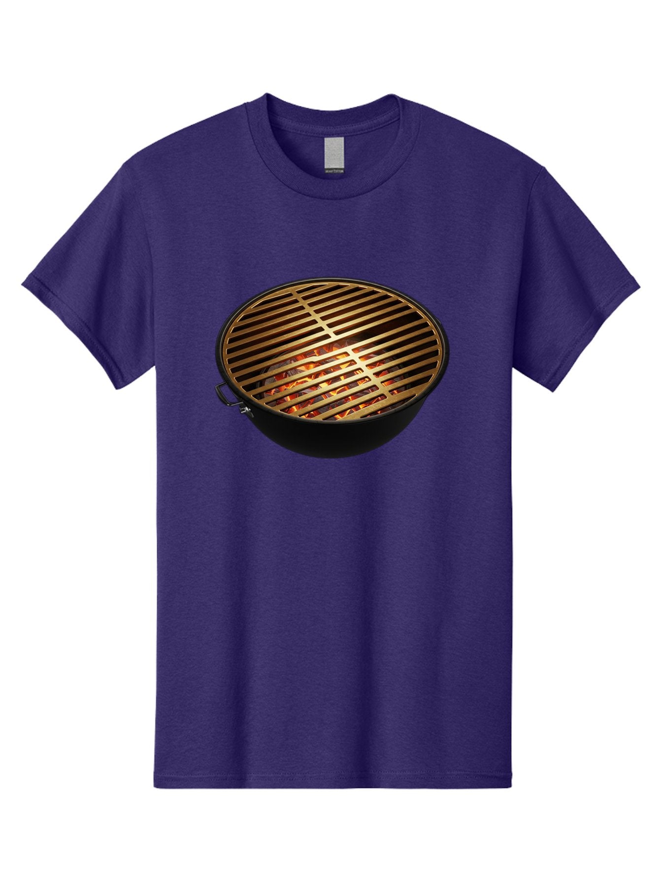 Barbecue-Grill-7 Men'S Graphic Tee, 100% Cotton, Comfortable Casual Summer Wear, Machine Washable, Barbecue Grill, Black Metal, Gold Grill Grates, Glowing Coals, Outdoor Cooking, Grill Marks, Barbecue Accessories, Grill Master Bab661