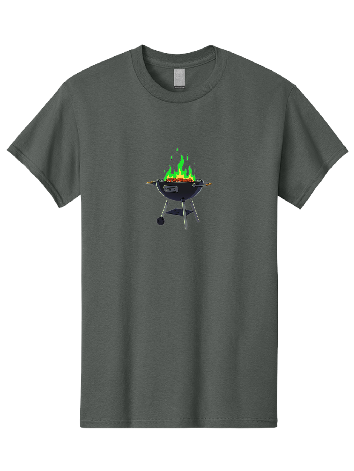 Barbecue-Grill Men'S Graphic Tee, 100% Cotton, Comfortable Casual Summer Wear, Machine Washable, Charcoal Barbecue, Grill With Flames, Outdoor Cooking, Outdoor Kitchen, Bbq Grill, Backyard Barbecue, Sizzling Meat, Grilling Food Bab662