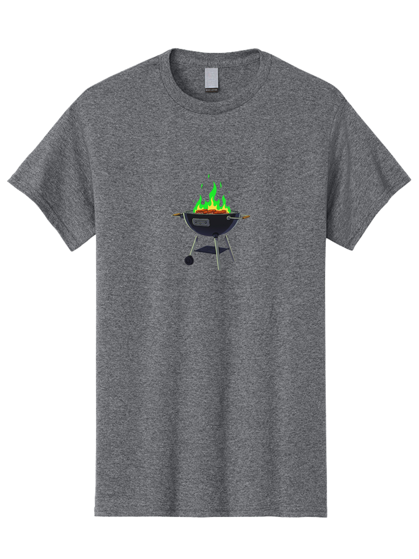 Barbecue-Grill Men'S Graphic Tee, 100% Cotton, Comfortable Casual Summer Wear, Machine Washable, Charcoal Barbecue, Grill With Flames, Outdoor Cooking, Outdoor Kitchen, Bbq Grill, Backyard Barbecue, Sizzling Meat, Grilling Food Bab662