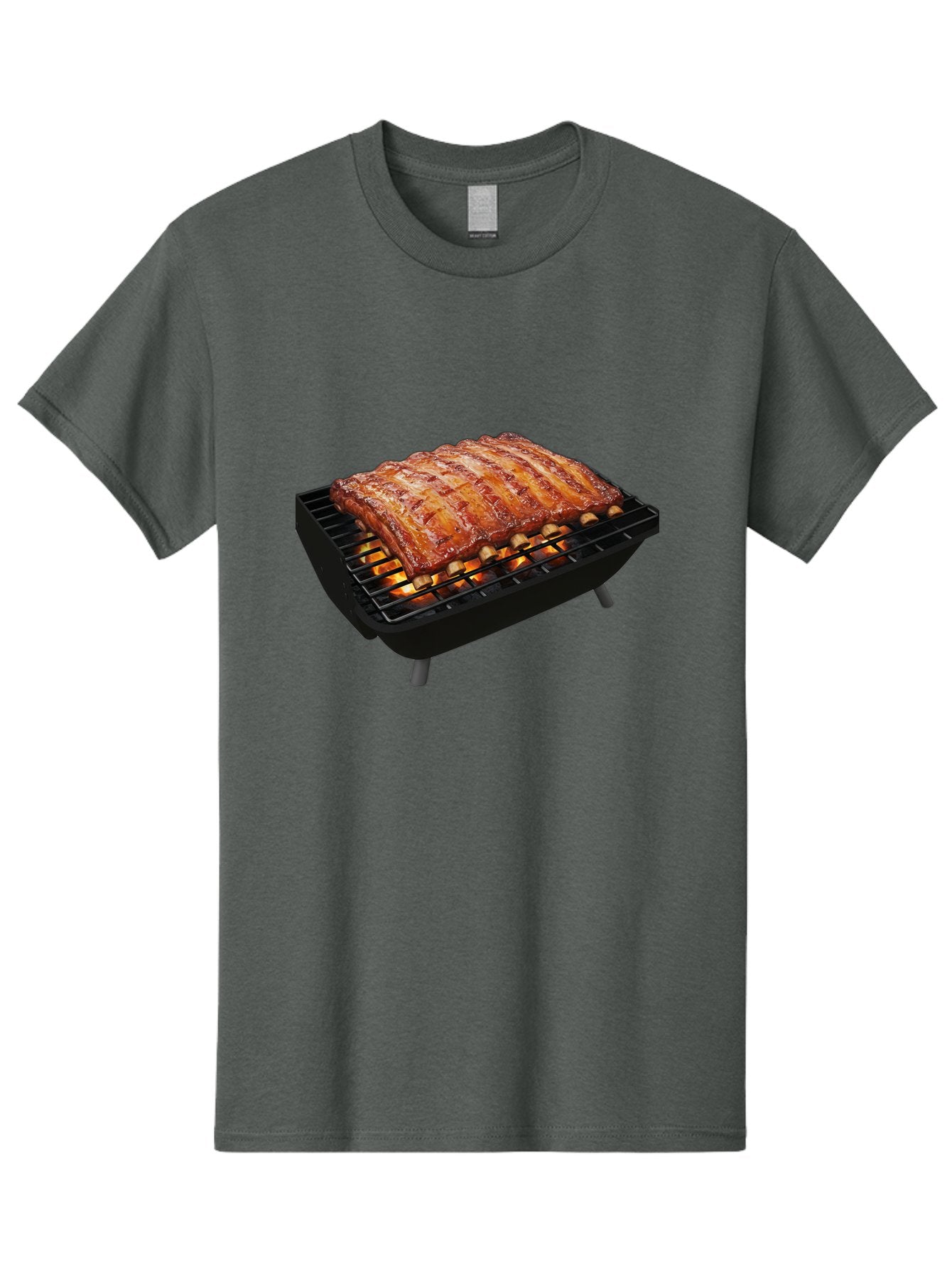 Barbecue-Ribs Men'S Graphic Tee, 100% Cotton, Comfortable Casual Summer Wear, Machine Washable, Barbecue Ribs, Grilled Meat, Barbecue Sauce, Outdoor Cooking, Flame Grilled, Gourmet Food, Delicious Ribs, Tender Meat Bab663 12