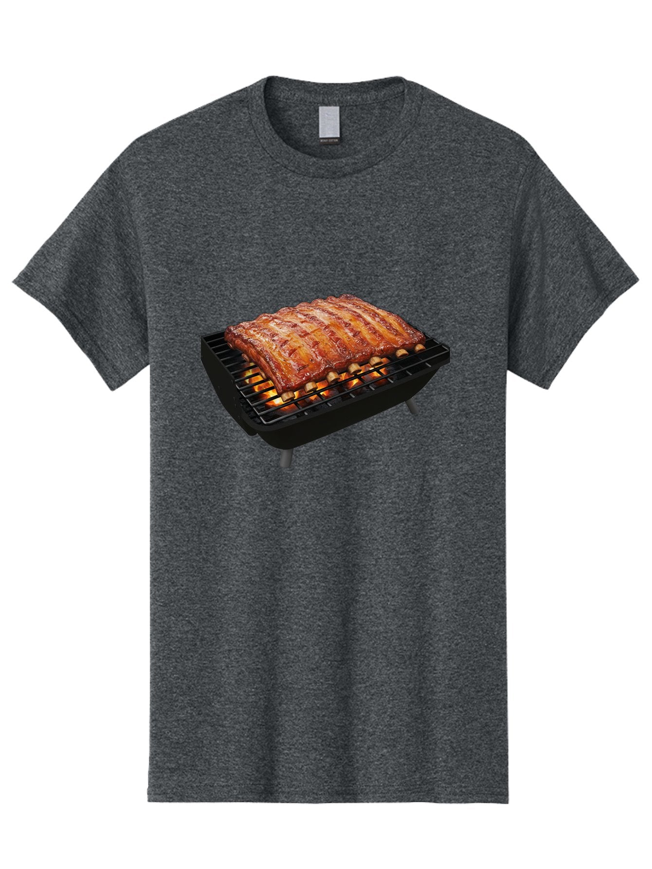Barbecue-Ribs Men'S Graphic Tee, 100% Cotton, Comfortable Casual Summer Wear, Machine Washable, Barbecue Ribs, Grilled Meat, Barbecue Sauce, Outdoor Cooking, Flame Grilled, Gourmet Food, Delicious Ribs, Tender Meat Bab663