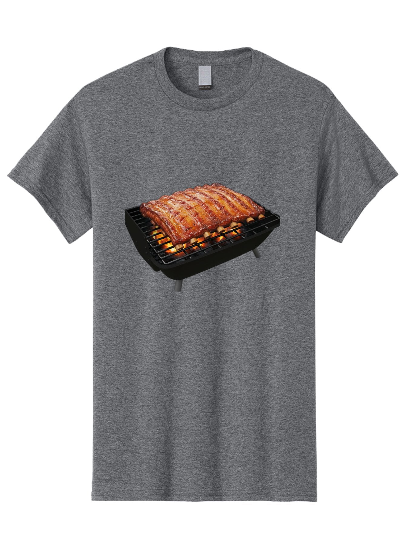 Barbecue-Ribs Men'S Graphic Tee, 100% Cotton, Comfortable Casual Summer Wear, Machine Washable, Barbecue Ribs, Grilled Meat, Barbecue Sauce, Outdoor Cooking, Flame Grilled, Gourmet Food, Delicious Ribs, Tender Meat Bab663 6