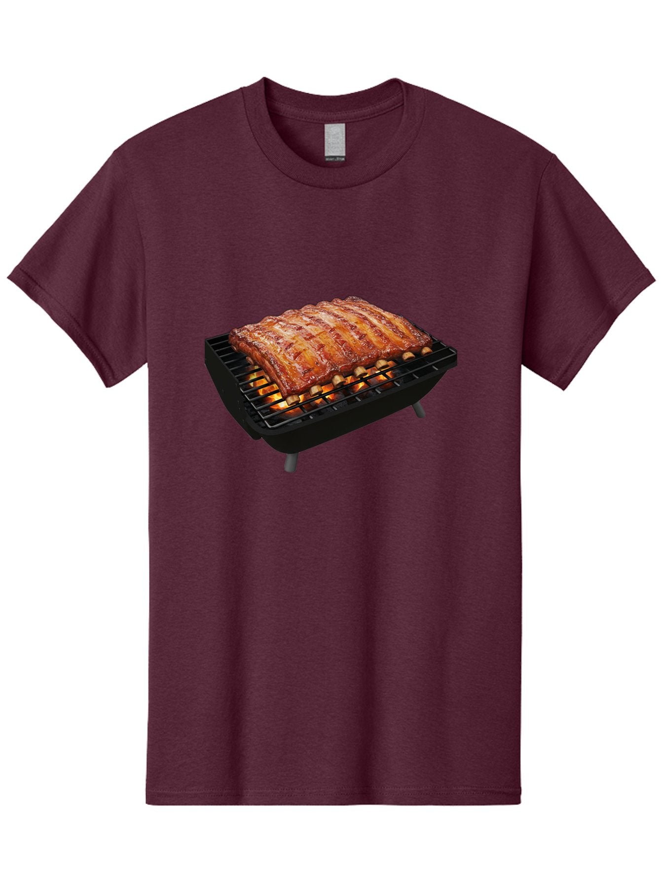 Barbecue-Ribs Men'S Graphic Tee, 100% Cotton, Comfortable Casual Summer Wear, Machine Washable, Barbecue Ribs, Grilled Meat, Barbecue Sauce, Outdoor Cooking, Flame Grilled, Gourmet Food, Delicious Ribs, Tender Meat Bab663 10