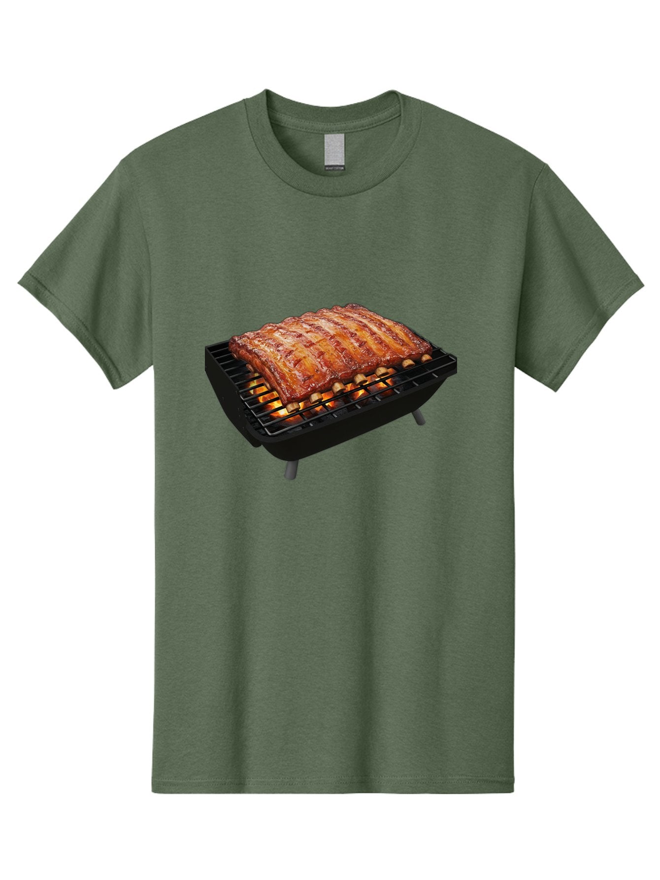 Barbecue-Ribs Men'S Graphic Tee, 100% Cotton, Comfortable Casual Summer Wear, Machine Washable, Barbecue Ribs, Grilled Meat, Barbecue Sauce, Outdoor Cooking, Flame Grilled, Gourmet Food, Delicious Ribs, Tender Meat Bab663 8