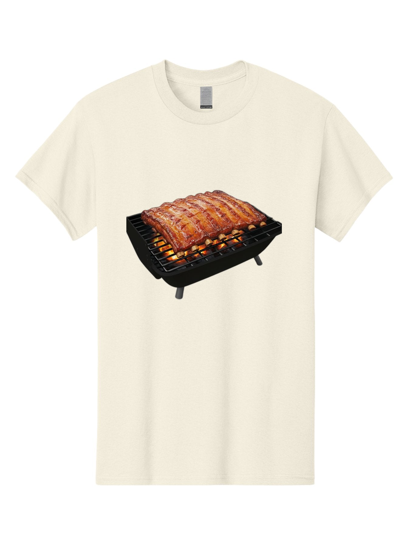 Barbecue-Ribs Men'S Graphic Tee, 100% Cotton, Comfortable Casual Summer Wear, Machine Washable, Barbecue Ribs, Grilled Meat, Barbecue Sauce, Outdoor Cooking, Flame Grilled, Gourmet Food, Delicious Ribs, Tender Meat Bab663 7