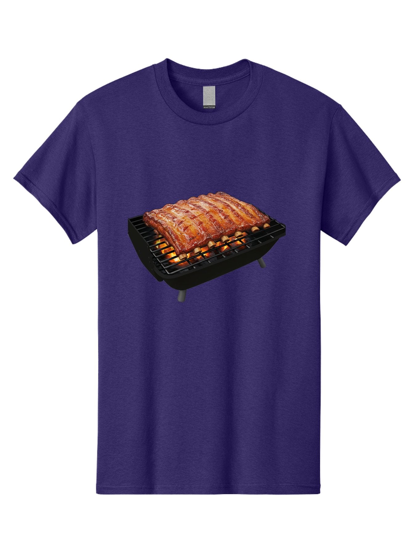Barbecue-Ribs Men'S Graphic Tee, 100% Cotton, Comfortable Casual Summer Wear, Machine Washable, Barbecue Ribs, Grilled Meat, Barbecue Sauce, Outdoor Cooking, Flame Grilled, Gourmet Food, Delicious Ribs, Tender Meat Bab663 5