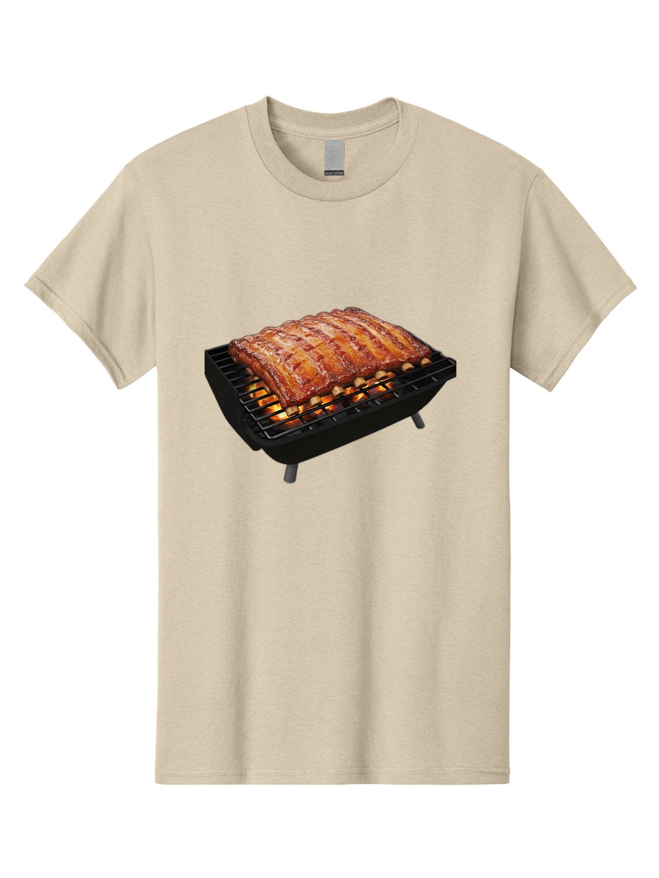 Barbecue-Ribs Men'S Graphic Tee, 100% Cotton, Comfortable Casual Summer Wear, Machine Washable, Barbecue Ribs, Grilled Meat, Barbecue Sauce, Outdoor Cooking, Flame Grilled, Gourmet Food, Delicious Ribs, Tender Meat Bab663 15