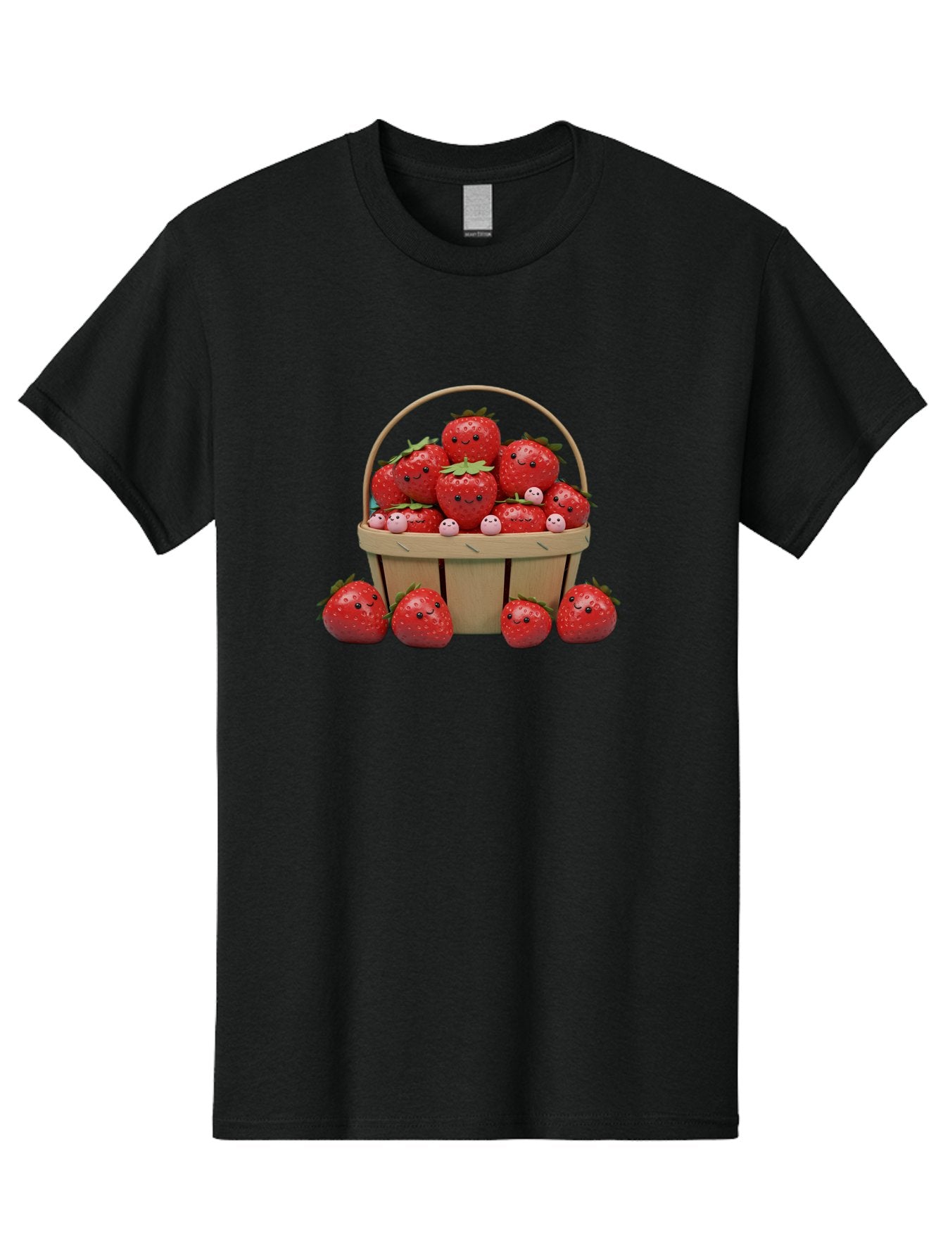 Basket-Of-Strawberries Men'S Graphic Tee, 100% Cotton, Comfortable Casual Summer Wear, Machine Washable, Strawberries With Smiley Faces, Basket Full Of Strawberries, Cartoon Strawberries, Adorable Fruit, Smiling Strawberries, Healthy Snack, Bab664 7