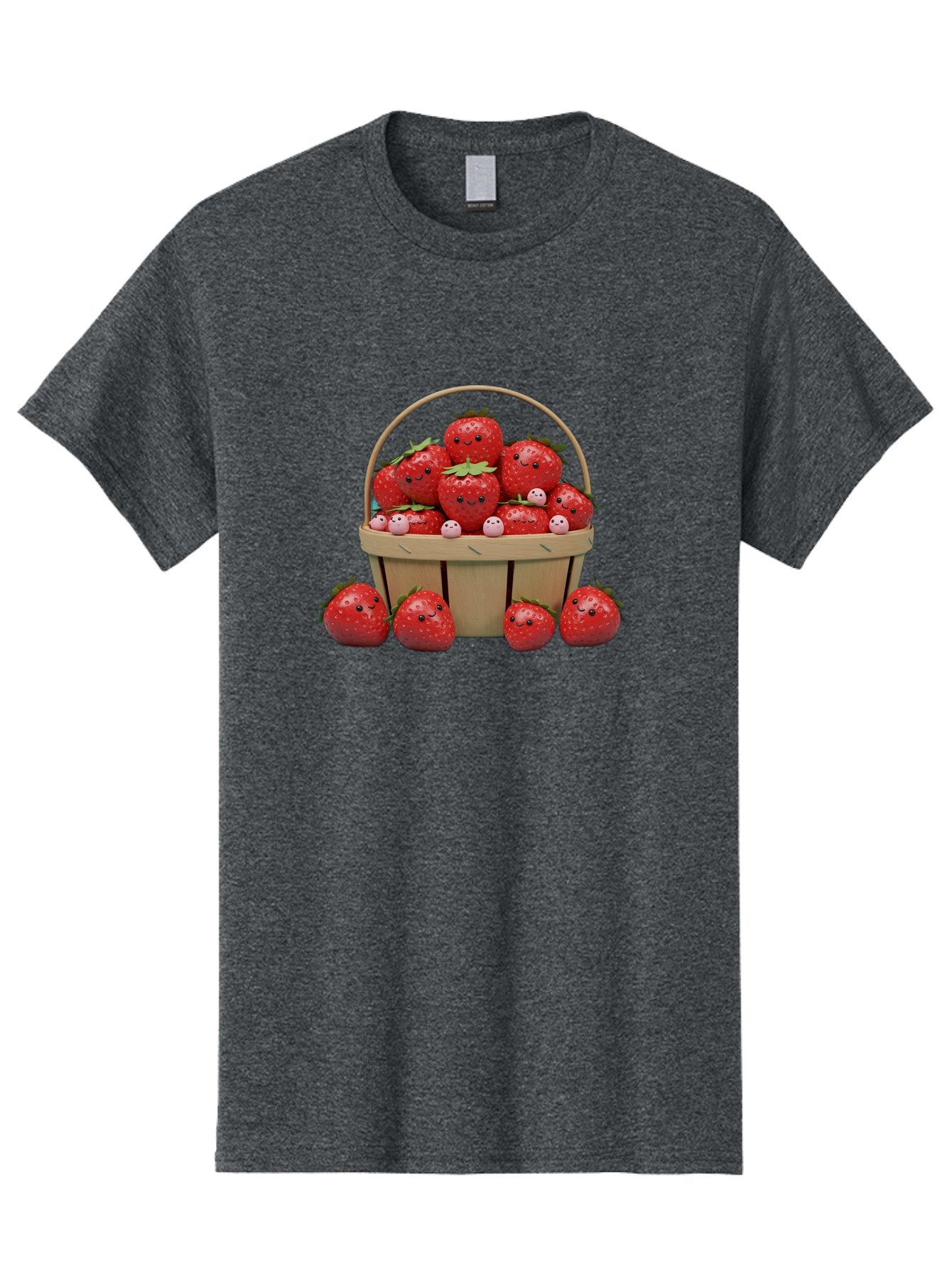 Basket-Of-Strawberries Men'S Graphic Tee, 100% Cotton, Comfortable Casual Summer Wear, Machine Washable, Strawberries With Smiley Faces, Basket Full Of Strawberries, Cartoon Strawberries, Adorable Fruit, Smiling Strawberries, Healthy Snack, Bab664 4