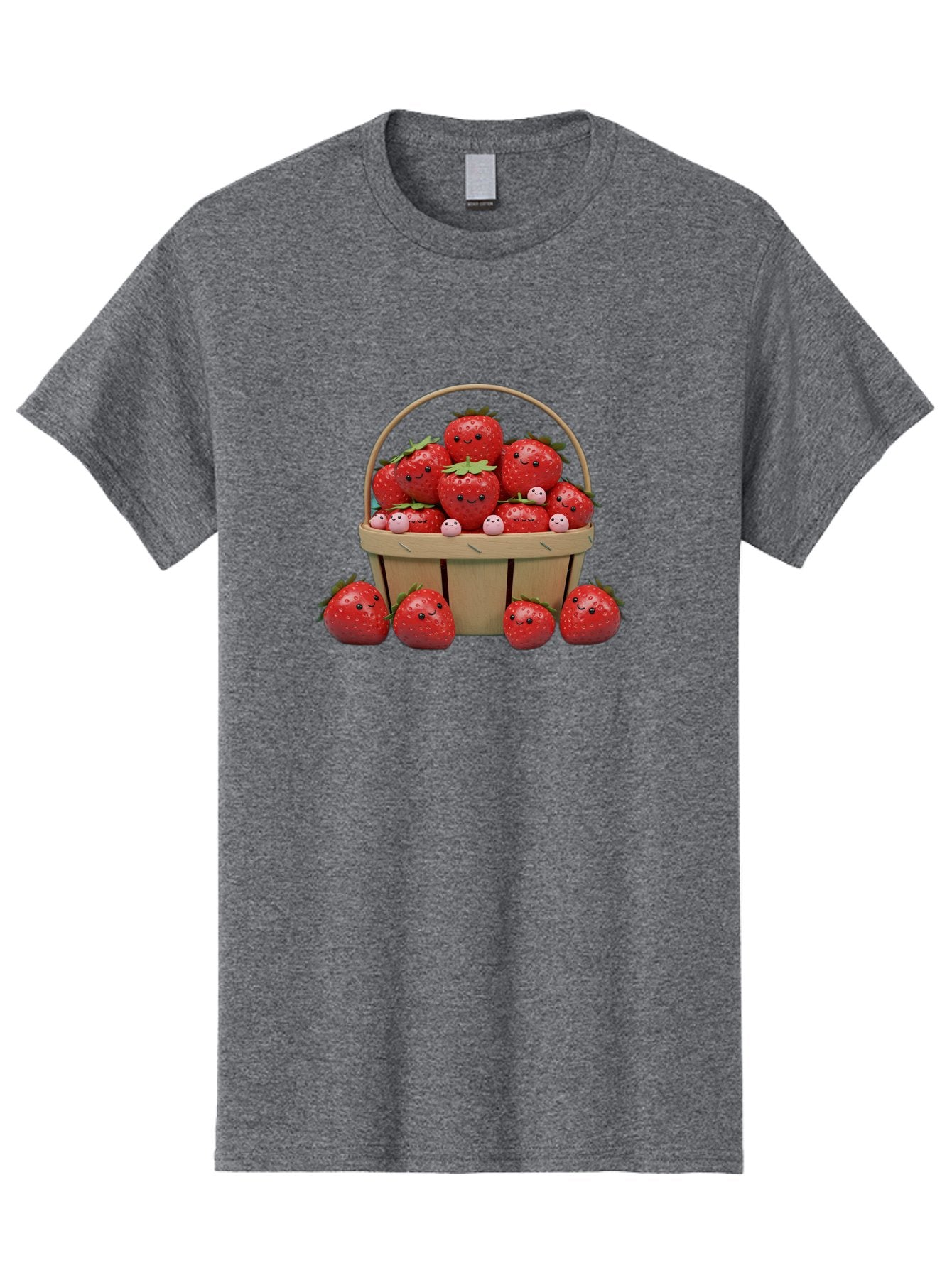 Basket-Of-Strawberries Men'S Graphic Tee, 100% Cotton, Comfortable Casual Summer Wear, Machine Washable, Strawberries With Smiley Faces, Basket Full Of Strawberries, Cartoon Strawberries, Adorable Fruit, Smiling Strawberries, Healthy Snack, Bab664 14