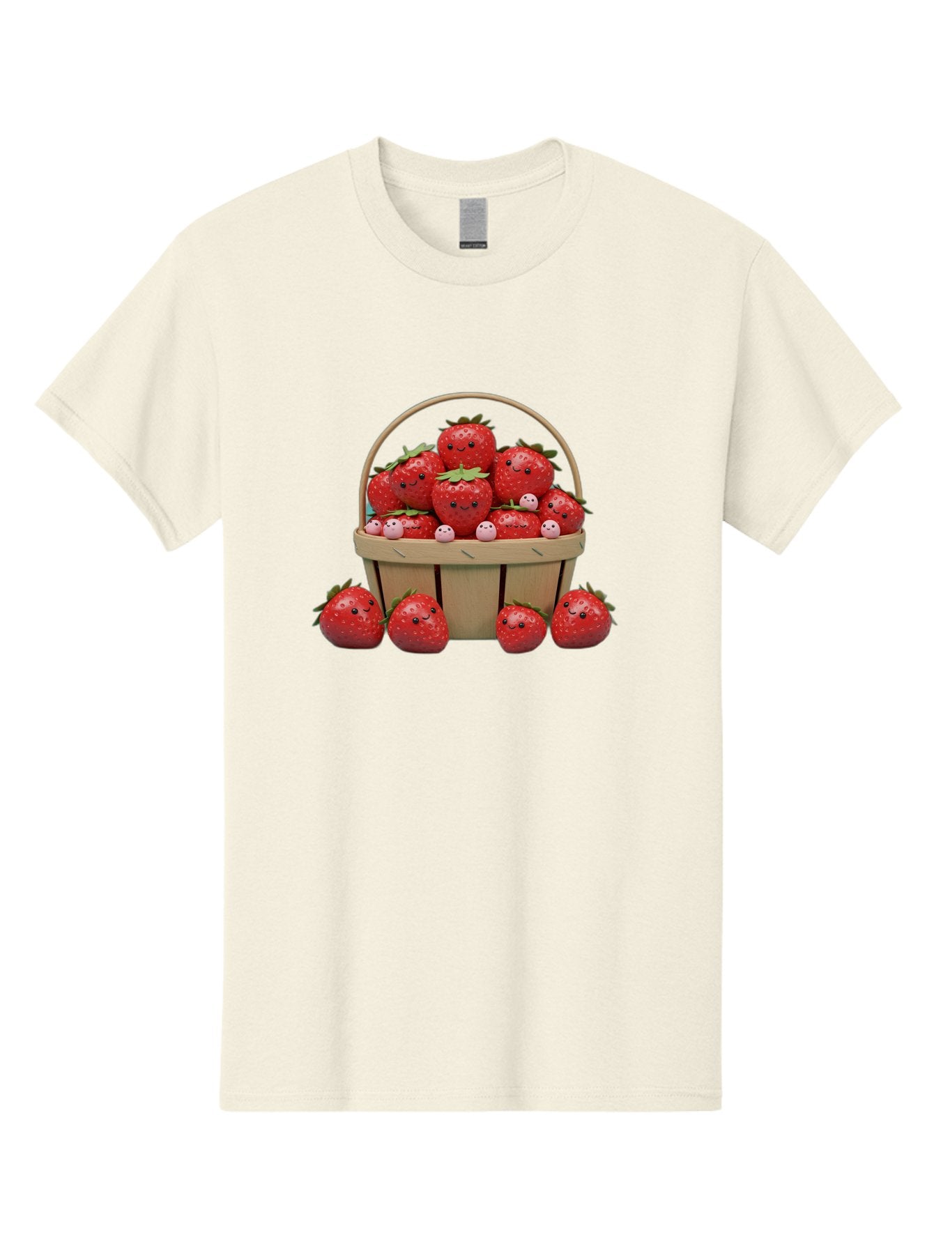 Basket-Of-Strawberries Men'S Graphic Tee, 100% Cotton, Comfortable Casual Summer Wear, Machine Washable, Strawberries With Smiley Faces, Basket Full Of Strawberries, Cartoon Strawberries, Adorable Fruit, Smiling Strawberries, Healthy Snack, Bab664 8