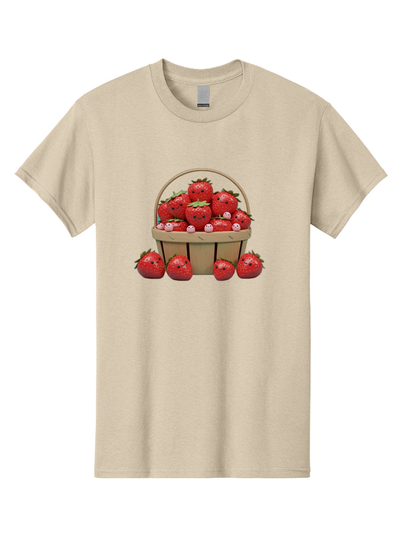 Basket-Of-Strawberries Men'S Graphic Tee, 100% Cotton, Comfortable Casual Summer Wear, Machine Washable, Strawberries With Smiley Faces, Basket Full Of Strawberries, Cartoon Strawberries, Adorable Fruit, Smiling Strawberries, Healthy Snack, Bab664 11