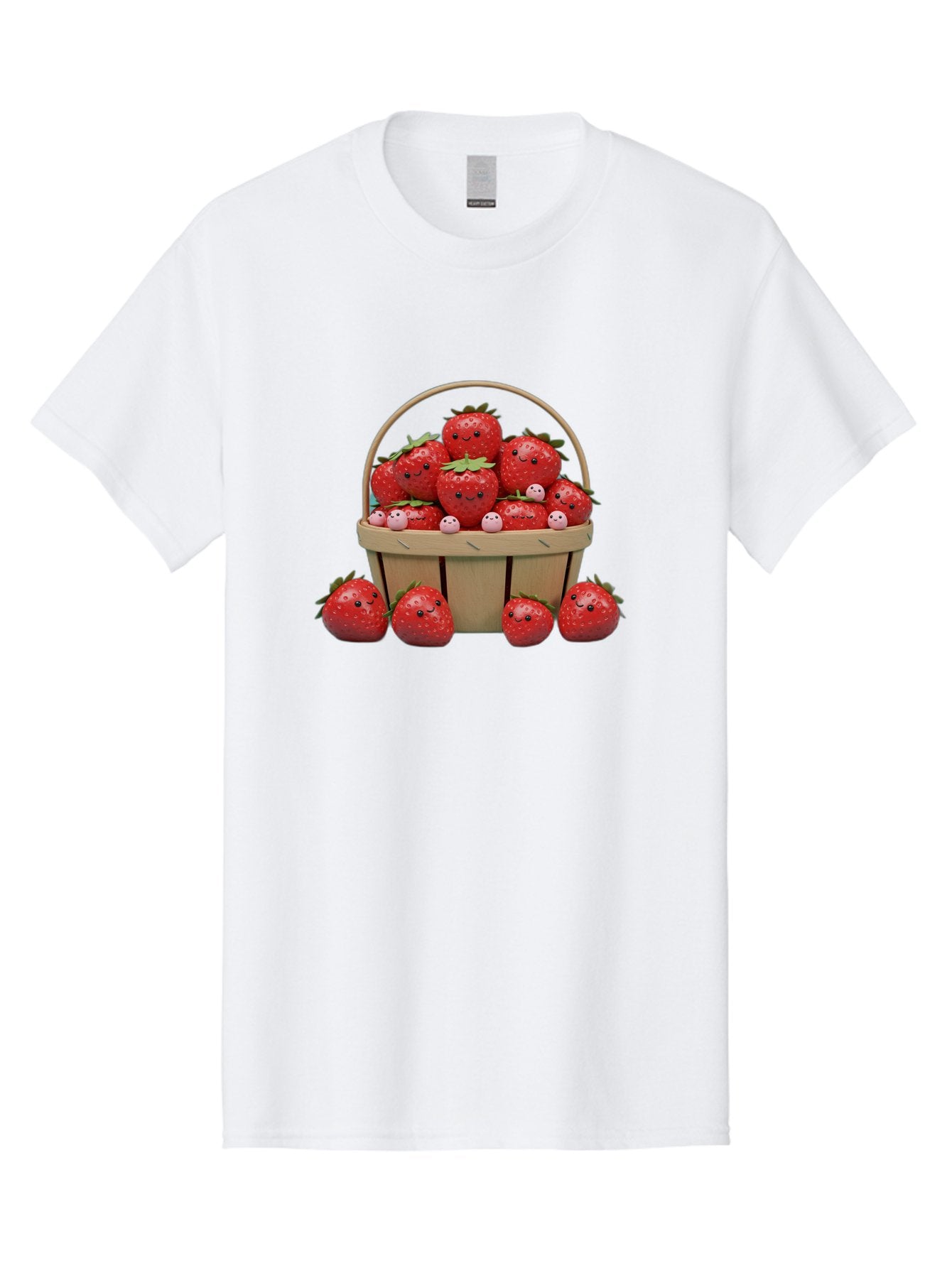 Basket-Of-Strawberries Men'S Graphic Tee, 100% Cotton, Comfortable Casual Summer Wear, Machine Washable, Strawberries With Smiley Faces, Basket Full Of Strawberries, Cartoon Strawberries, Adorable Fruit, Smiling Strawberries, Healthy Snack, Bab664 6
