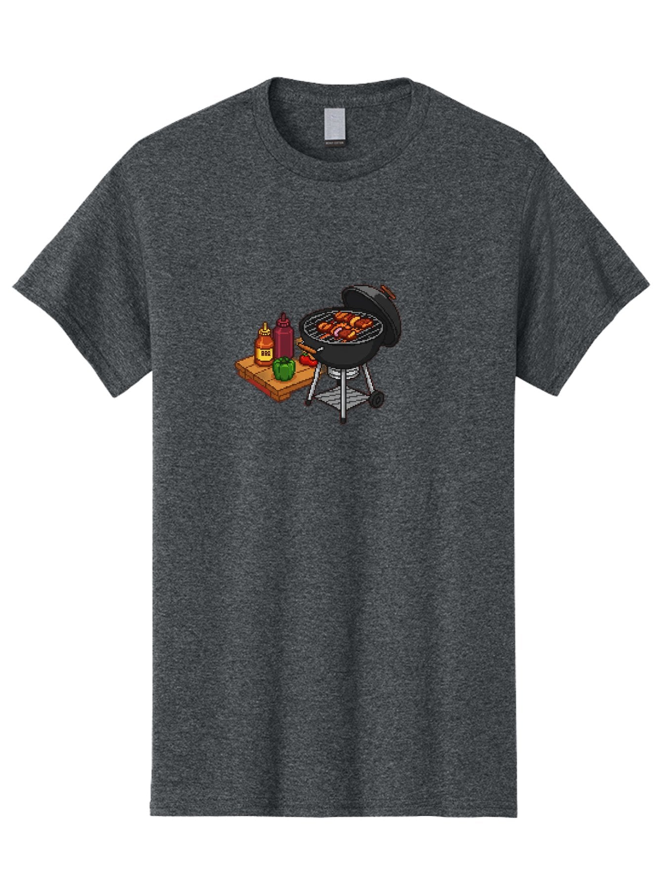 Bbq-Grill-2 Men'S Graphic Tee, 100% Cotton, Comfortable Casual Summer Wear, Machine Washable, Bbq Grill With Sausages, Outdoor Cooking, Grilling, Barbecue Sauce, Condiments, Bell Pepper, Chili Pepper, Grilling Essentials, Barbecue, Bab667 10