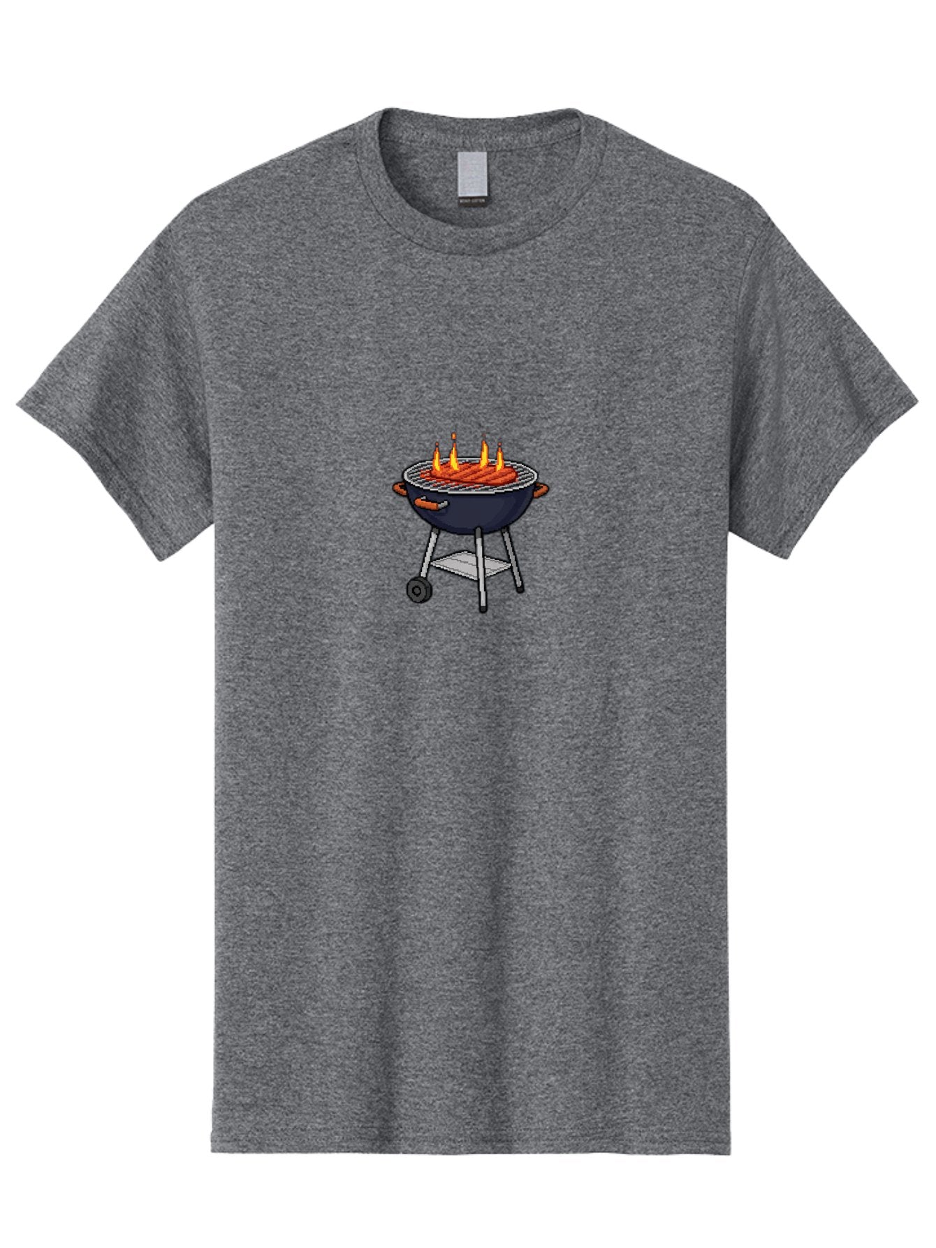 Bbq-Grill-3 Men'S Graphic Tee, 100% Cotton, Comfortable Casual Summer Wear, Machine Washable, Hot Dogs On Grill, Barbecue, Grilling, Summertime, Outdoor Cooking, Sausages, Grill Marks, Flame Grilled Bab668