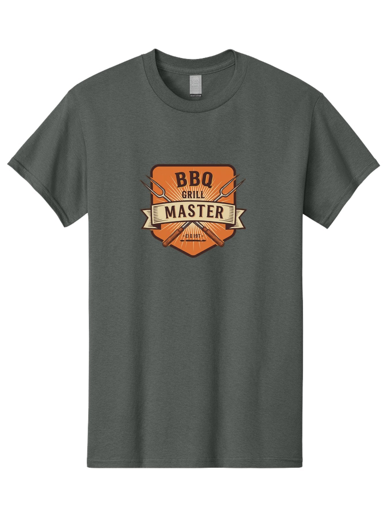 Bbq-Grill-Master Men'S Graphic Tee, 100% Cotton, Comfortable Casual Summer Wear, Machine Washable, Barbecue Logo, Grill Master Logo, Vintage Style, Crossed Forks, Est 1971, Retro Design, Barbecue Branding, Grill Logo Bab671 4