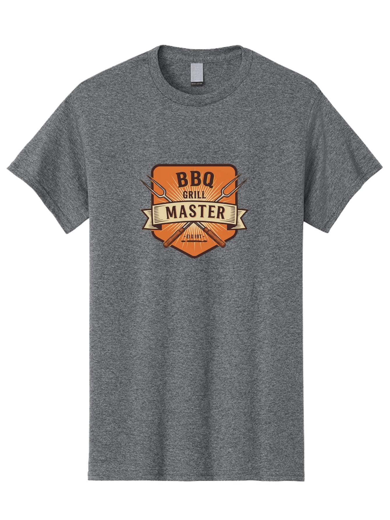 Bbq-Grill-Master Men'S Graphic Tee, 100% Cotton, Comfortable Casual Summer Wear, Machine Washable, Barbecue Logo, Grill Master Logo, Vintage Style, Crossed Forks, Est 1971, Retro Design, Barbecue Branding, Grill Logo Bab671
