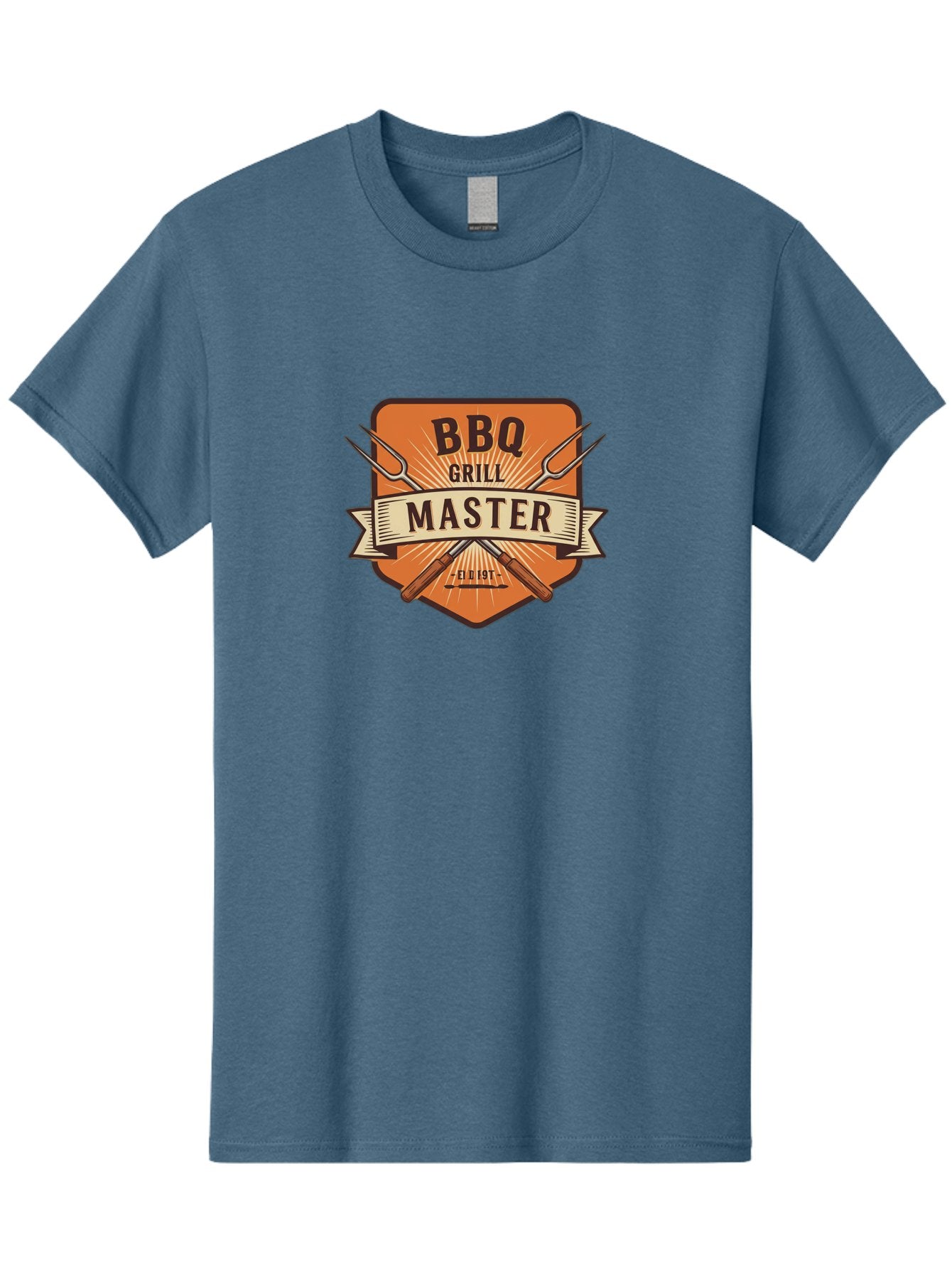 Bbq-Grill-Master Men'S Graphic Tee, 100% Cotton, Comfortable Casual Summer Wear, Machine Washable, Barbecue Logo, Grill Master Logo, Vintage Style, Crossed Forks, Est 1971, Retro Design, Barbecue Branding, Grill Logo Bab671 12