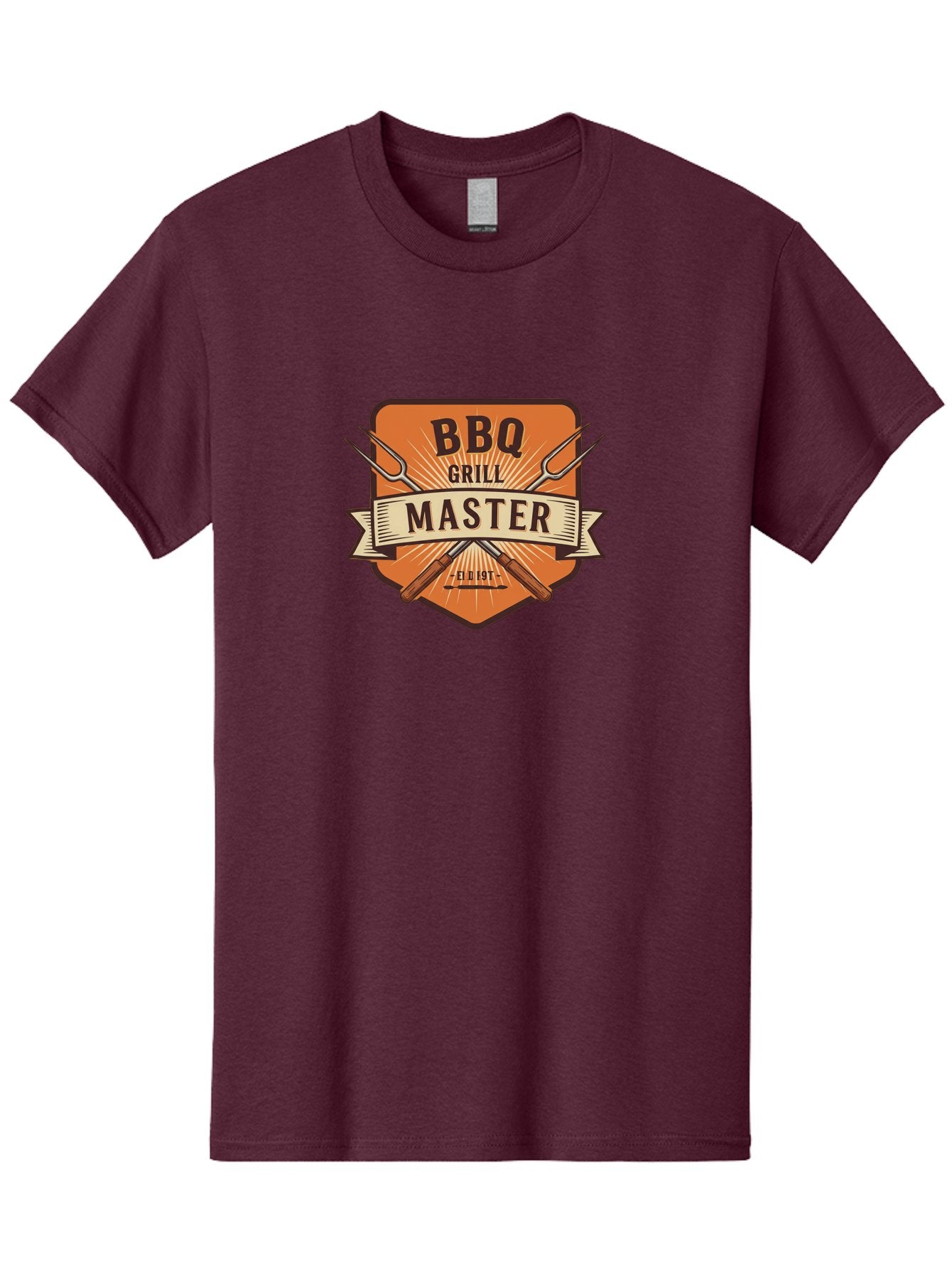 Bbq-Grill-Master Men'S Graphic Tee, 100% Cotton, Comfortable Casual Summer Wear, Machine Washable, Barbecue Logo, Grill Master Logo, Vintage Style, Crossed Forks, Est 1971, Retro Design, Barbecue Branding, Grill Logo Bab671 9