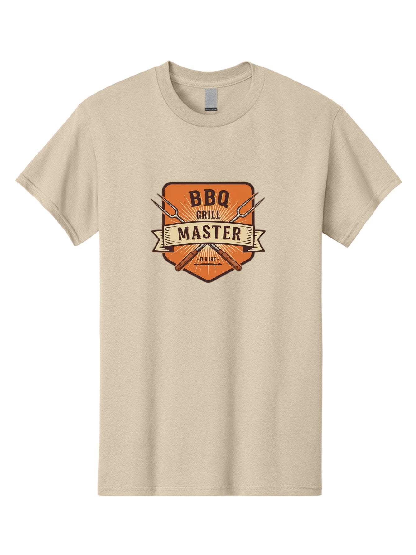 Bbq-Grill-Master Men'S Graphic Tee, 100% Cotton, Comfortable Casual Summer Wear, Machine Washable, Barbecue Logo, Grill Master Logo, Vintage Style, Crossed Forks, Est 1971, Retro Design, Barbecue Branding, Grill Logo Bab671 7