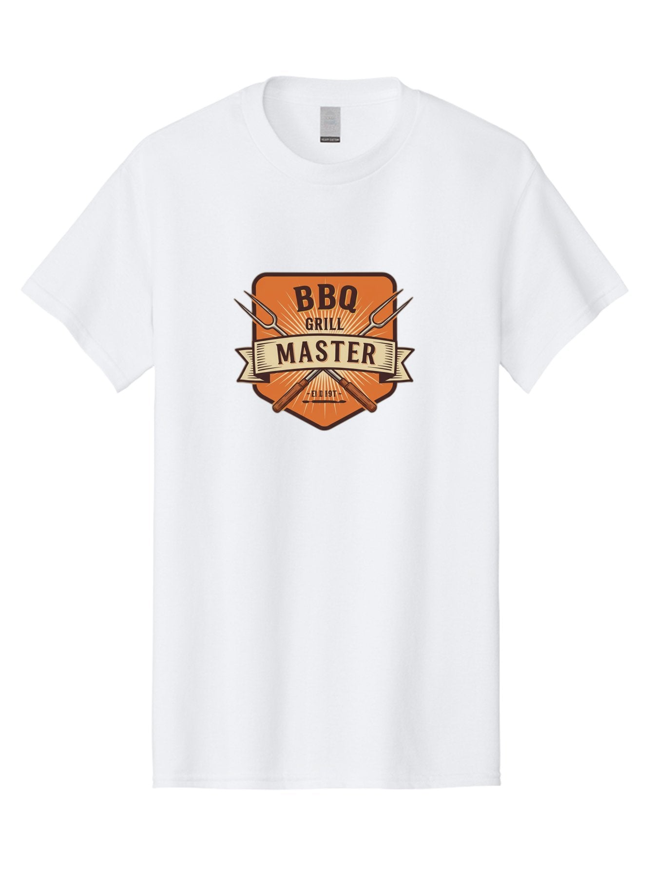 Bbq-Grill-Master Men'S Graphic Tee, 100% Cotton, Comfortable Casual Summer Wear, Machine Washable, Barbecue Logo, Grill Master Logo, Vintage Style, Crossed Forks, Est 1971, Retro Design, Barbecue Branding, Grill Logo Bab671 3