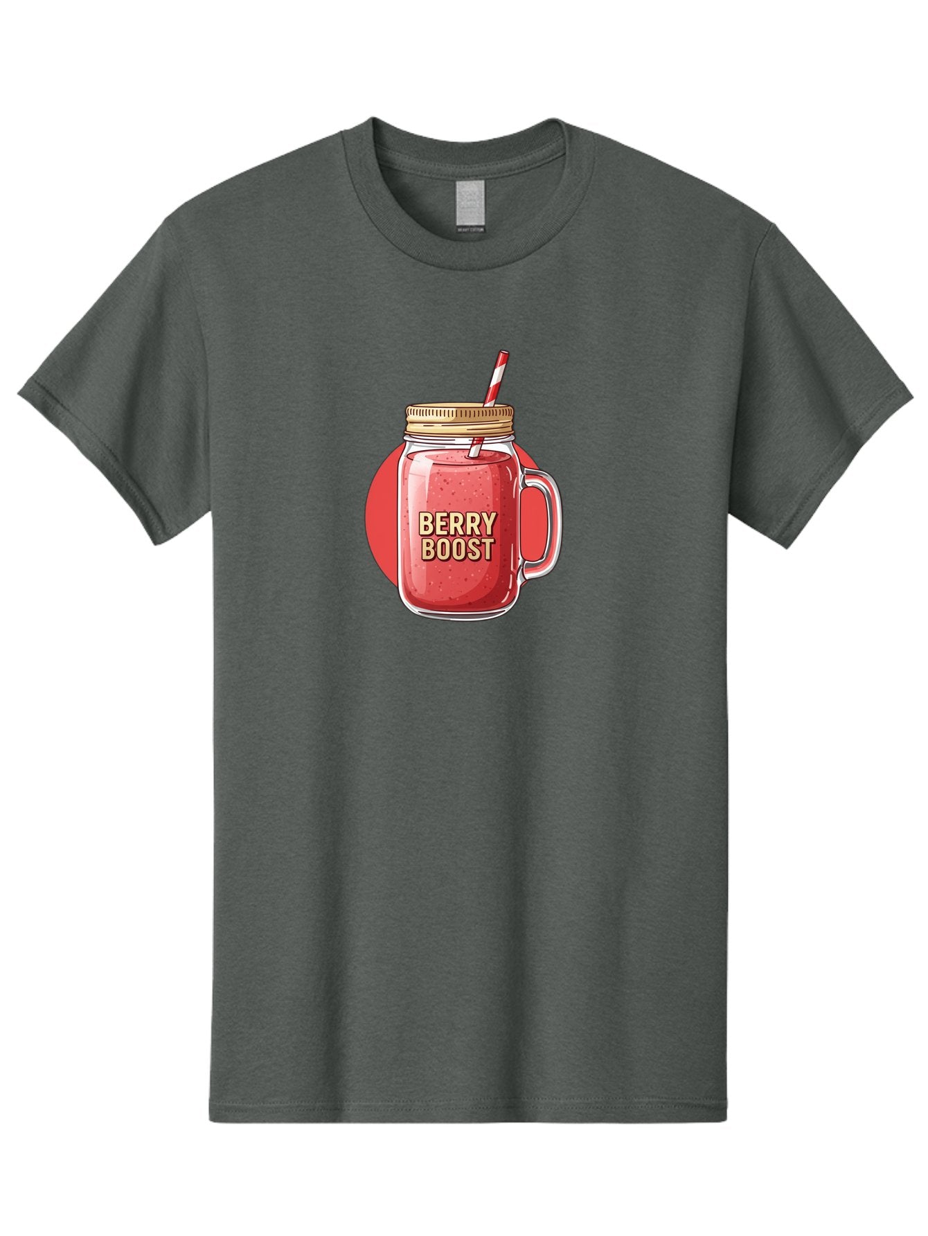 Berry-Boost Men'S Graphic Tee, 100% Cotton, Comfortable Casual Summer Wear, Machine Washable, Berry Smoothie, Blended Drink, Healthy Beverage, Mason Jar, Straw, Refreshing, Fruit Boost, Wellness, Nutrition, Healthy Lifestyle Bab675 13