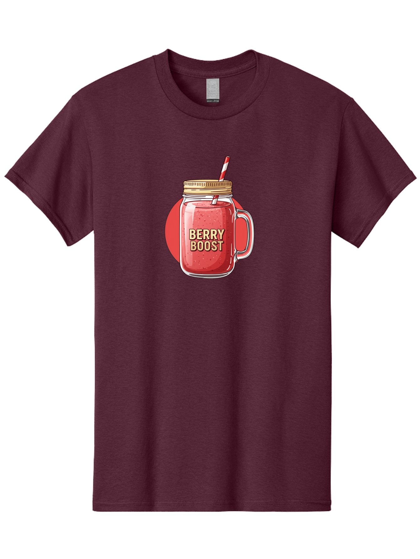 Berry-Boost Men'S Graphic Tee, 100% Cotton, Comfortable Casual Summer Wear, Machine Washable, Berry Smoothie, Blended Drink, Healthy Beverage, Mason Jar, Straw, Refreshing, Fruit Boost, Wellness, Nutrition, Healthy Lifestyle Bab675 4