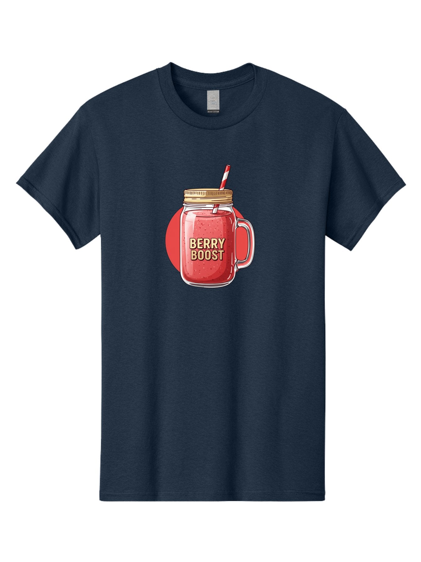 Berry-Boost Men'S Graphic Tee, 100% Cotton, Comfortable Casual Summer Wear, Machine Washable, Berry Smoothie, Blended Drink, Healthy Beverage, Mason Jar, Straw, Refreshing, Fruit Boost, Wellness, Nutrition, Healthy Lifestyle Bab675 12