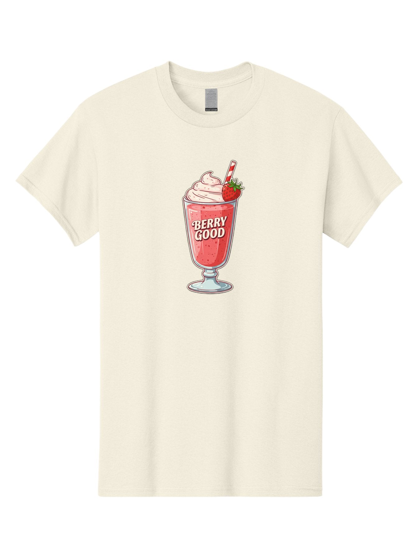 Berry-Good-1 Men'S Graphic Tee, 100% Cotton, Comfortable Casual Summer Wear, Machine Washable, Strawberry Milkshake, Whipped Cream Topping, Red And White Straw, Sweet Treat, Refreshing Drink, Strawberry Flavor, Dessert Illustration, Bab676 15