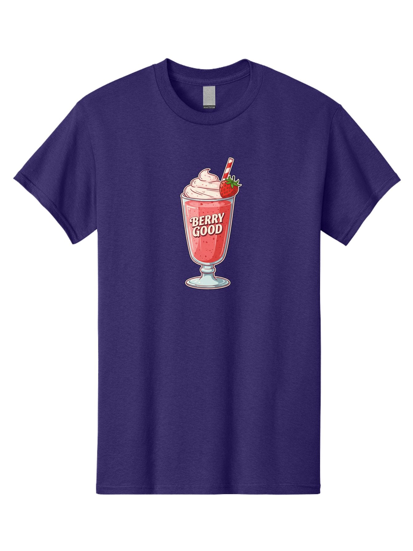 Berry-Good-1 Men'S Graphic Tee, 100% Cotton, Comfortable Casual Summer Wear, Machine Washable, Strawberry Milkshake, Whipped Cream Topping, Red And White Straw, Sweet Treat, Refreshing Drink, Strawberry Flavor, Dessert Illustration, Bab676 12
