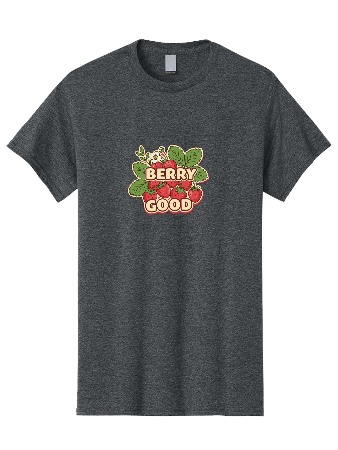 Berry-Good Men'S Graphic Tee, 100% Cotton, Comfortable Casual Summer Wear, Machine Washable, Strawberries, Fresh Fruit, Summer Vibes, Healthy Snack, Sweet Treats, Cartoon Illustration, Green Leaves, White Flowers, Bold Typography, Retro Style Bab677 14