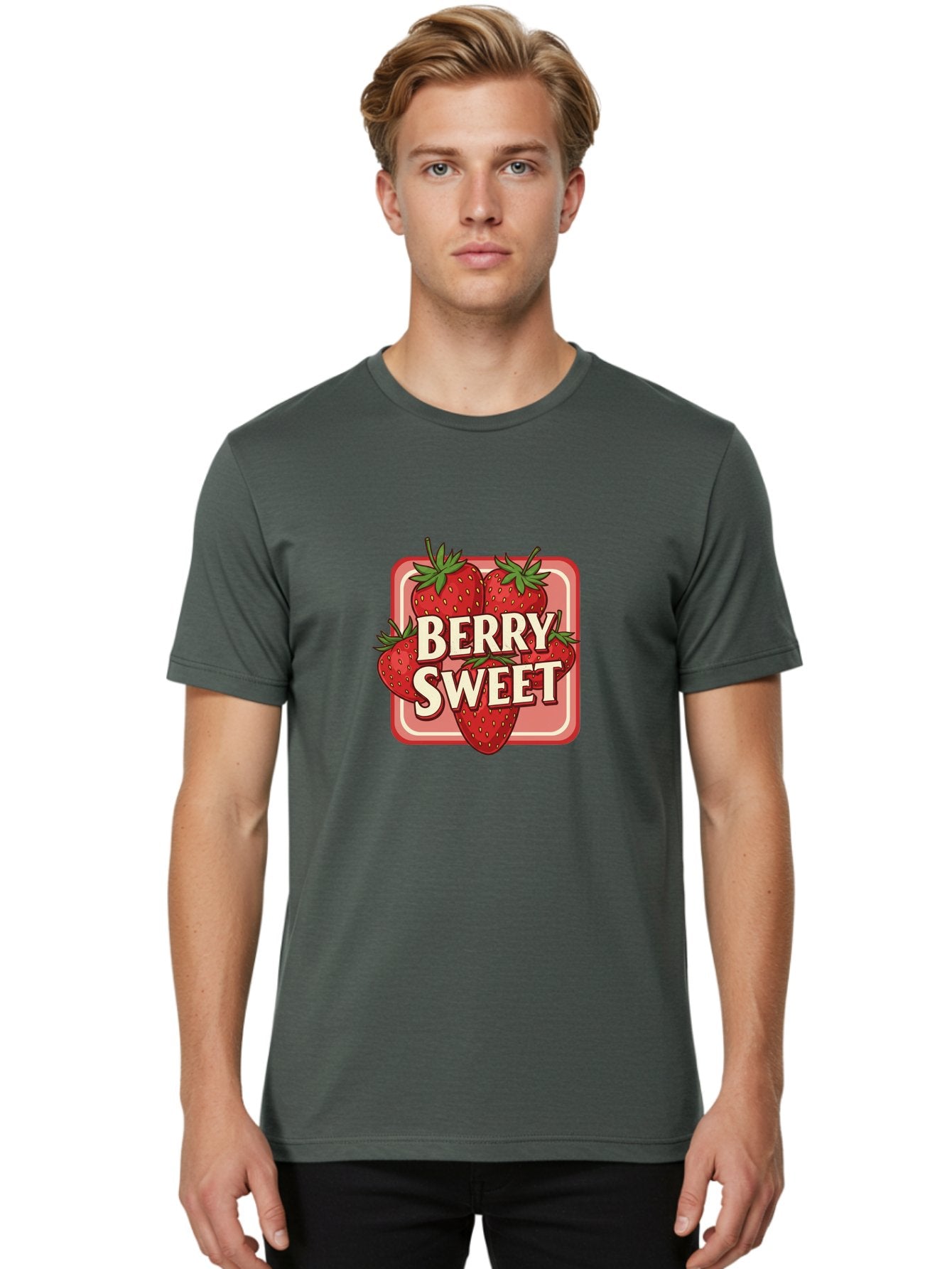 Berry-Sweet Men'S Graphic Tee, 100% Cotton, Comfortable Casual Summer Wear, Machine Washable, Strawberry Graphic, Fresh Strawberries, Red Strawberries, Sweet Treats, Dessert Logo, Fruit Illustration, Summer Vibes, Tasty Delights, Bab678 29