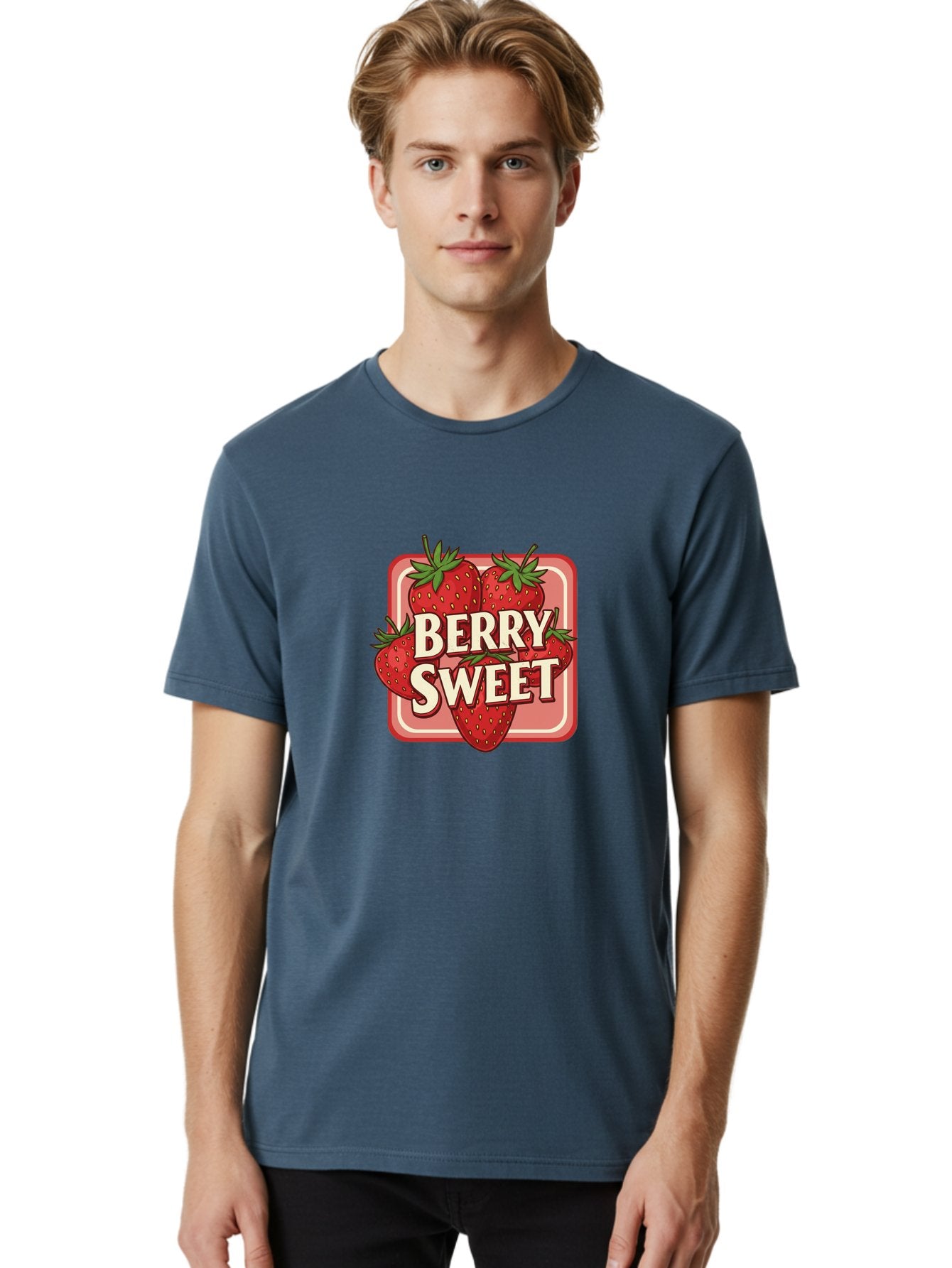 Berry-Sweet Men'S Graphic Tee, 100% Cotton, Comfortable Casual Summer Wear, Machine Washable, Strawberry Graphic, Fresh Strawberries, Red Strawberries, Sweet Treats, Dessert Logo, Fruit Illustration, Summer Vibes, Tasty Delights, Bab678 18