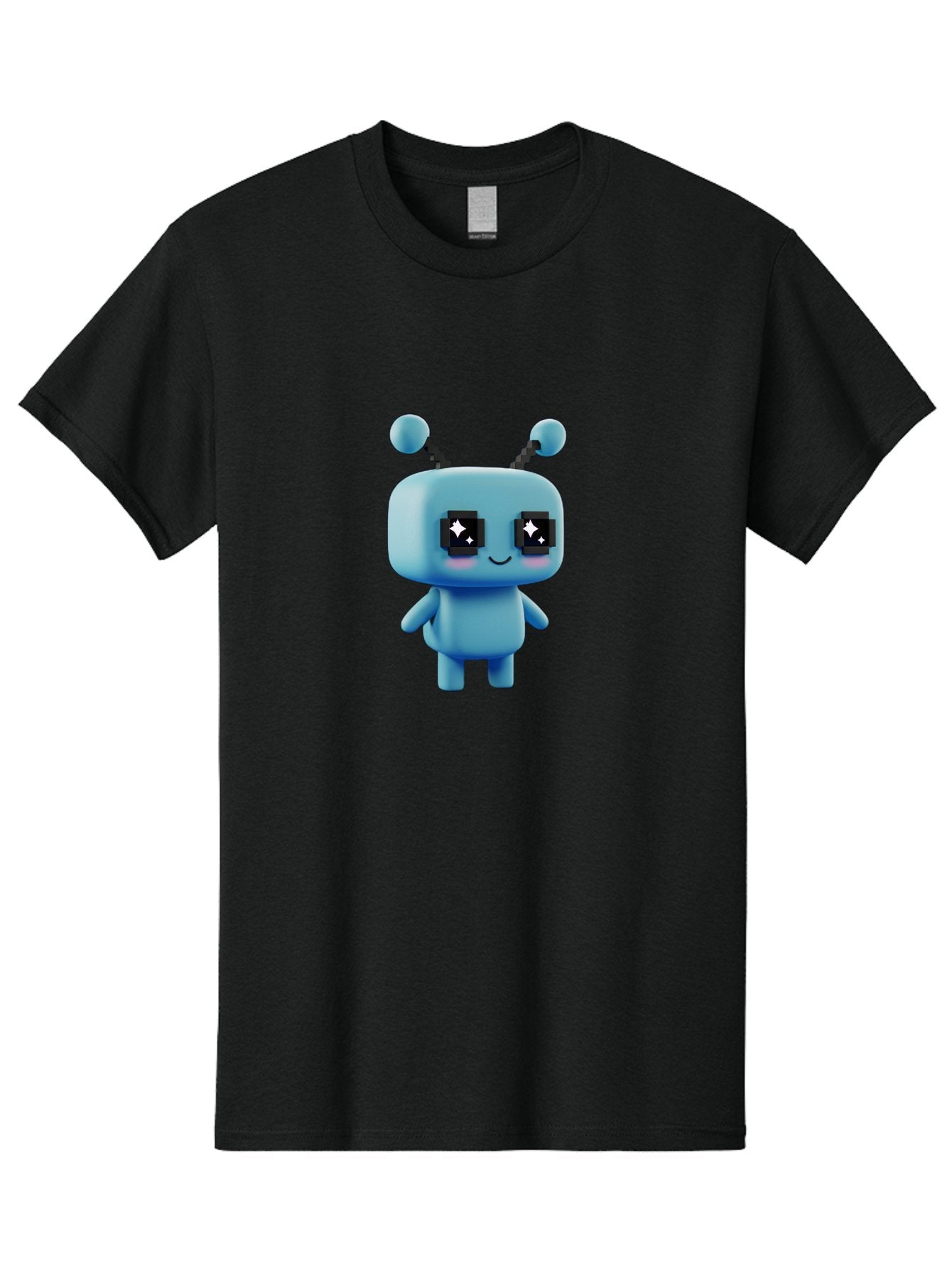 Blue-Robot Men'S Graphic Tee, 100% Cotton, Comfortable Casual Summer Wear, Machine Washable, Cartoon Robot, Digital Illustration, Blue Robot, Futuristic Character, Shiny Eyes, Friendly Demeanor, Cute Robot Design, Artificial Intelligence, Bab688 14