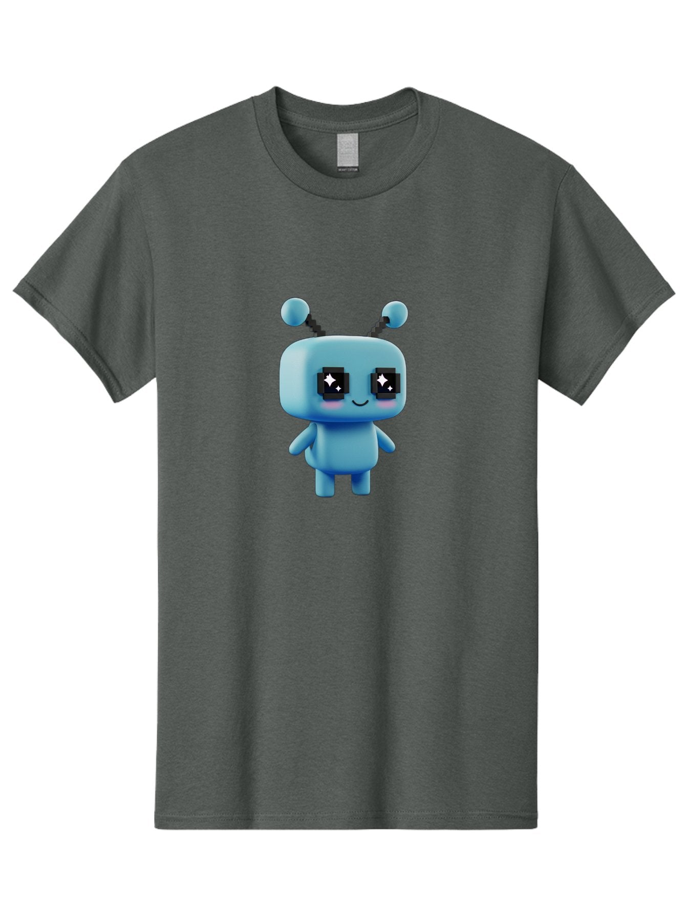 Blue-Robot Men'S Graphic Tee, 100% Cotton, Comfortable Casual Summer Wear, Machine Washable, Cartoon Robot, Digital Illustration, Blue Robot, Futuristic Character, Shiny Eyes, Friendly Demeanor, Cute Robot Design, Artificial Intelligence, Bab688 6