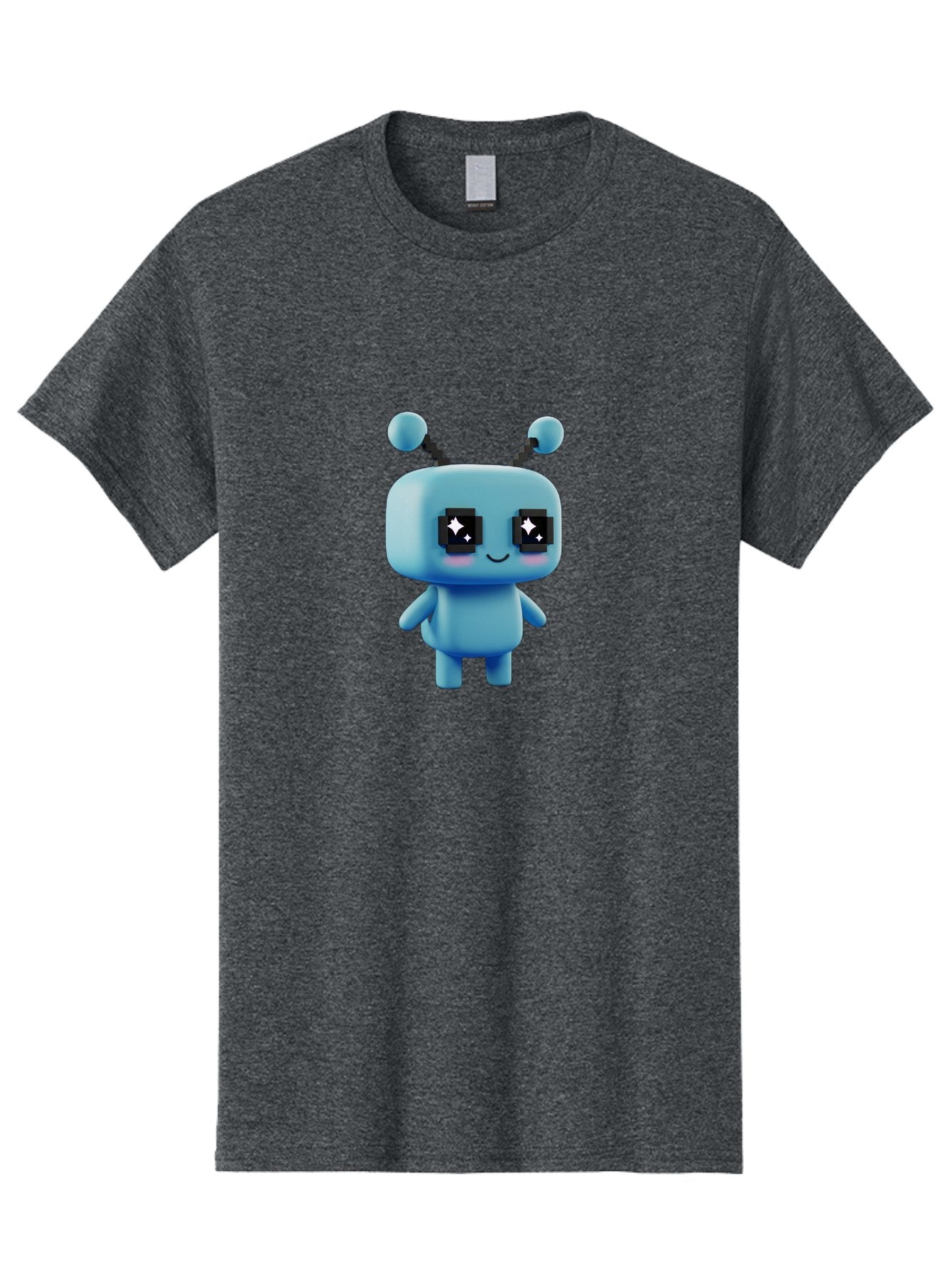 Blue-Robot Men'S Graphic Tee, 100% Cotton, Comfortable Casual Summer Wear, Machine Washable, Cartoon Robot, Digital Illustration, Blue Robot, Futuristic Character, Shiny Eyes, Friendly Demeanor, Cute Robot Design, Artificial Intelligence, Bab688 9