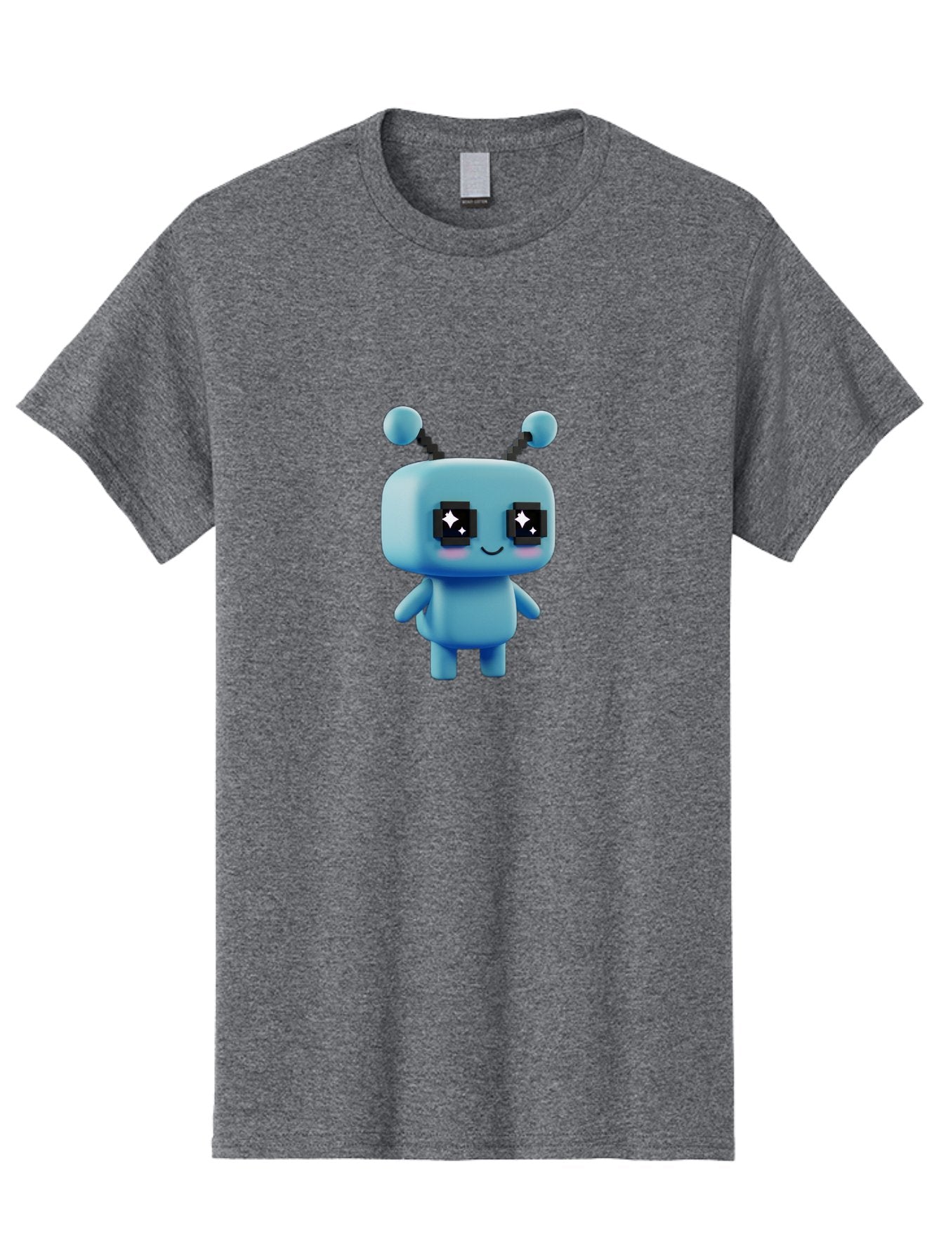 Blue-Robot Men'S Graphic Tee, 100% Cotton, Comfortable Casual Summer Wear, Machine Washable, Cartoon Robot, Digital Illustration, Blue Robot, Futuristic Character, Shiny Eyes, Friendly Demeanor, Cute Robot Design, Artificial Intelligence, Bab688 7