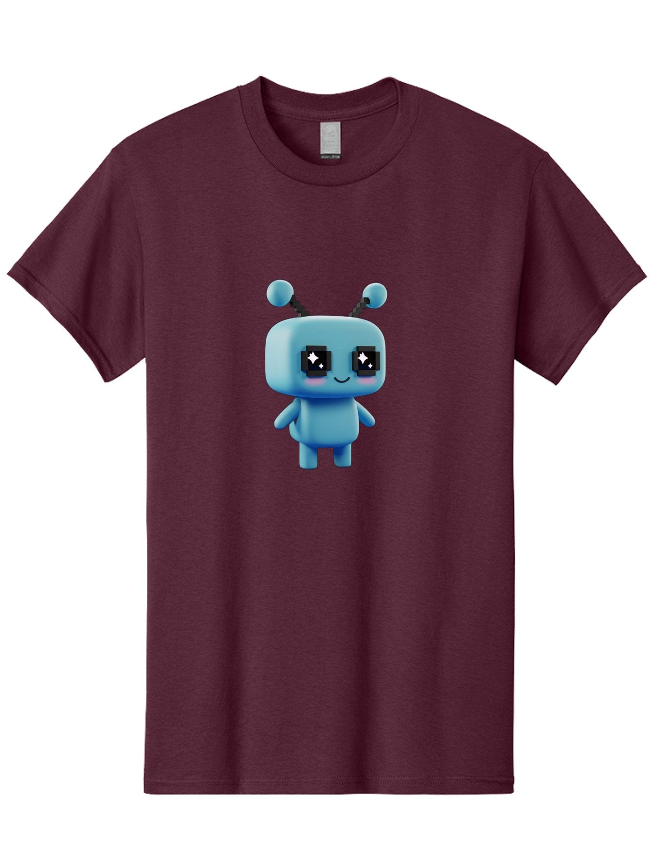 Blue-Robot Men'S Graphic Tee, 100% Cotton, Comfortable Casual Summer Wear, Machine Washable, Cartoon Robot, Digital Illustration, Blue Robot, Futuristic Character, Shiny Eyes, Friendly Demeanor, Cute Robot Design, Artificial Intelligence, Bab688 3