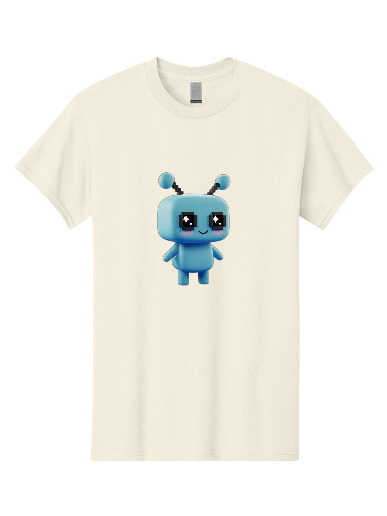 Blue-Robot Men'S Graphic Tee, 100% Cotton, Comfortable Casual Summer Wear, Machine Washable, Cartoon Robot, Digital Illustration, Blue Robot, Futuristic Character, Shiny Eyes, Friendly Demeanor, Cute Robot Design, Artificial Intelligence, Bab688 8