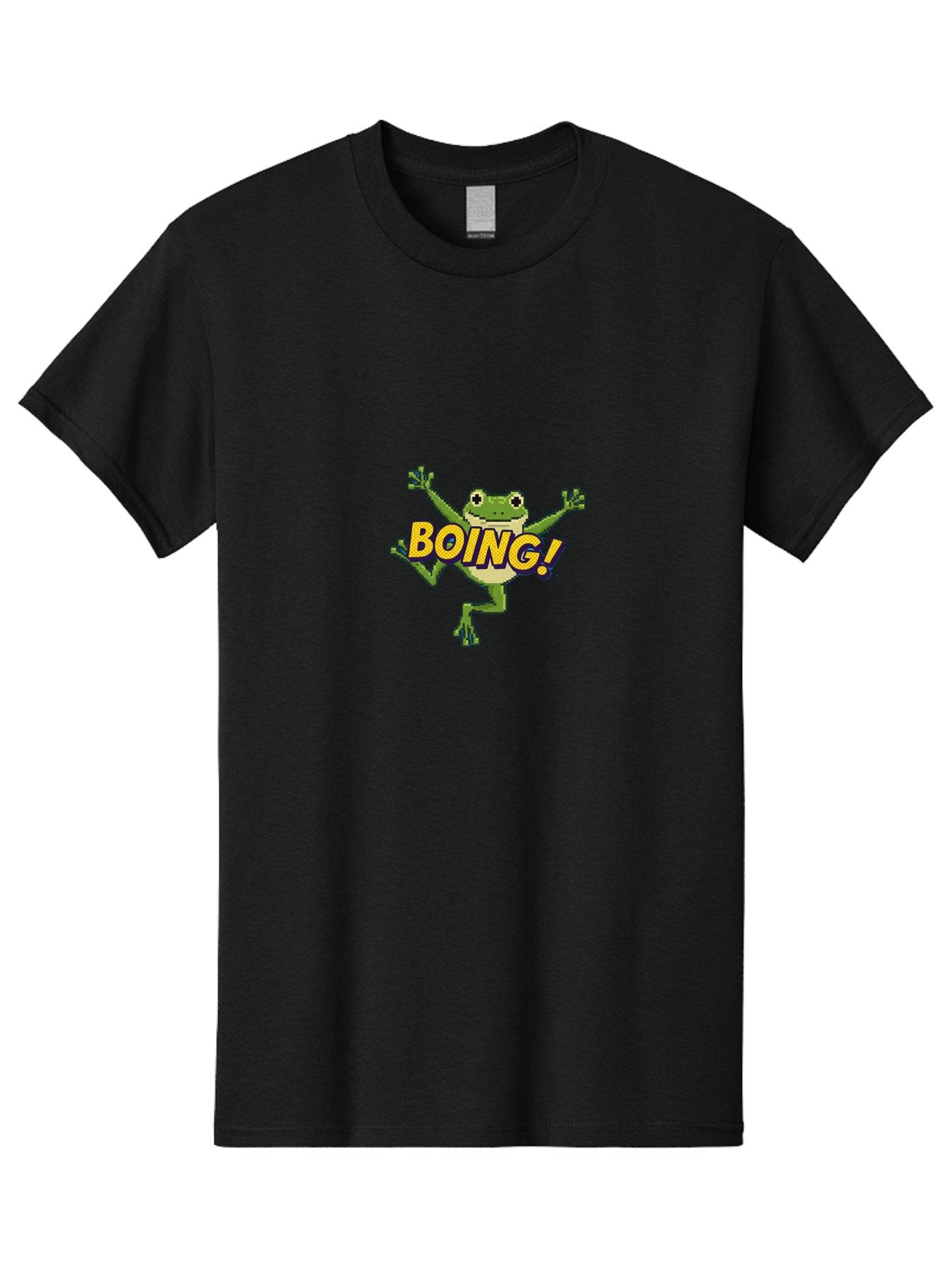 Boing-Frog-1 Men'S Graphic Tee, 100% Cotton, Comfortable Casual Summer Wear, Machine Washable, Funny Cartoon Frog, Playful Illustration, Cartoon Character, Comedic Graphic, Humorous Image, Entertaining Design, Boing! Text, Frog Jumping, Bab689 10
