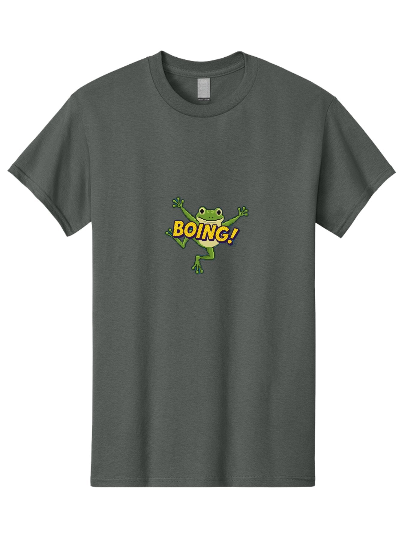 Boing-Frog-1 Men'S Graphic Tee, 100% Cotton, Comfortable Casual Summer Wear, Machine Washable, Funny Cartoon Frog, Playful Illustration, Cartoon Character, Comedic Graphic, Humorous Image, Entertaining Design, Boing! Text, Frog Jumping, Bab689 5
