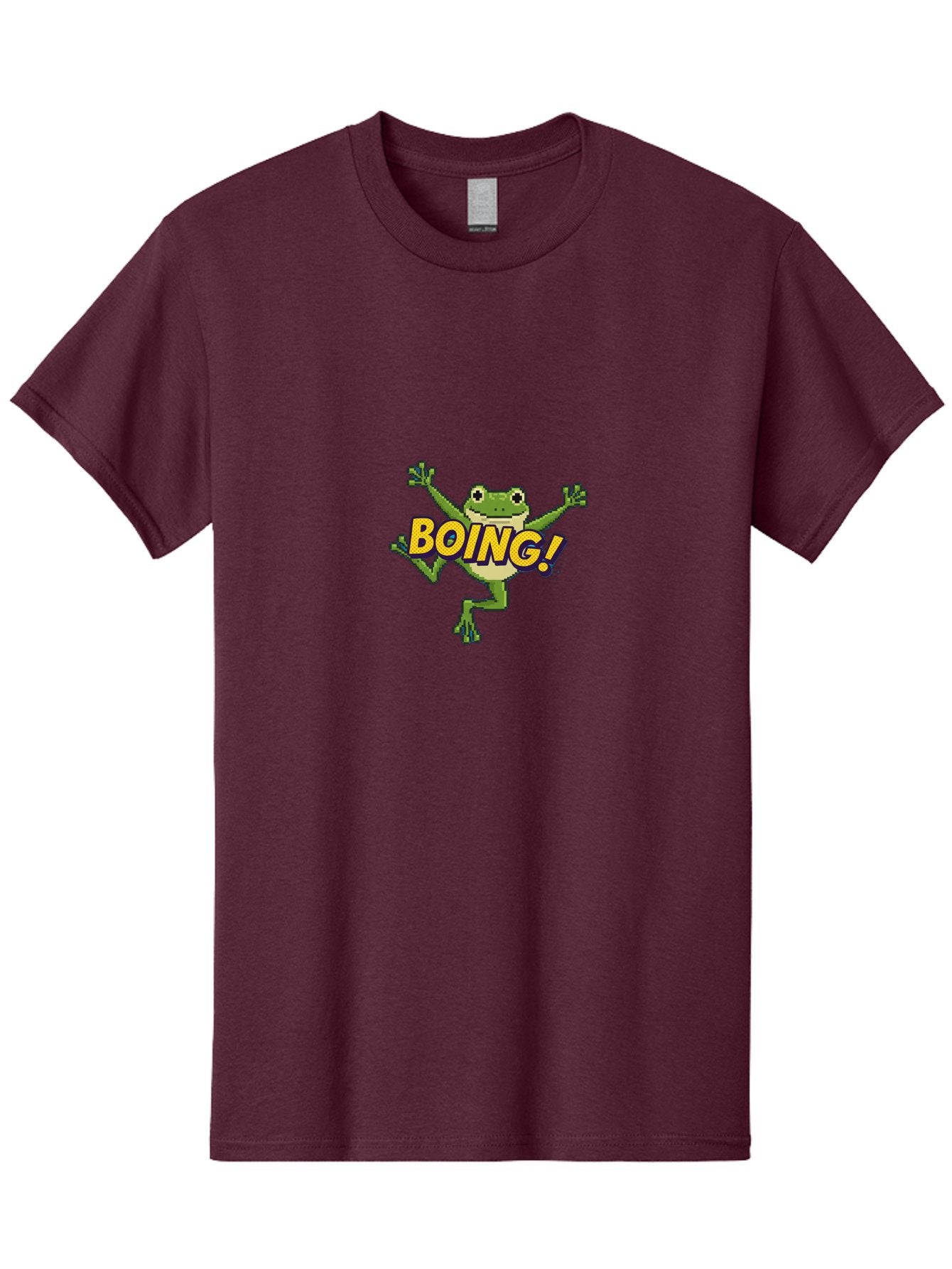 Boing-Frog-1 Men'S Graphic Tee, 100% Cotton, Comfortable Casual Summer Wear, Machine Washable, Funny Cartoon Frog, Playful Illustration, Cartoon Character, Comedic Graphic, Humorous Image, Entertaining Design, Boing! Text, Frog Jumping, Bab689 3