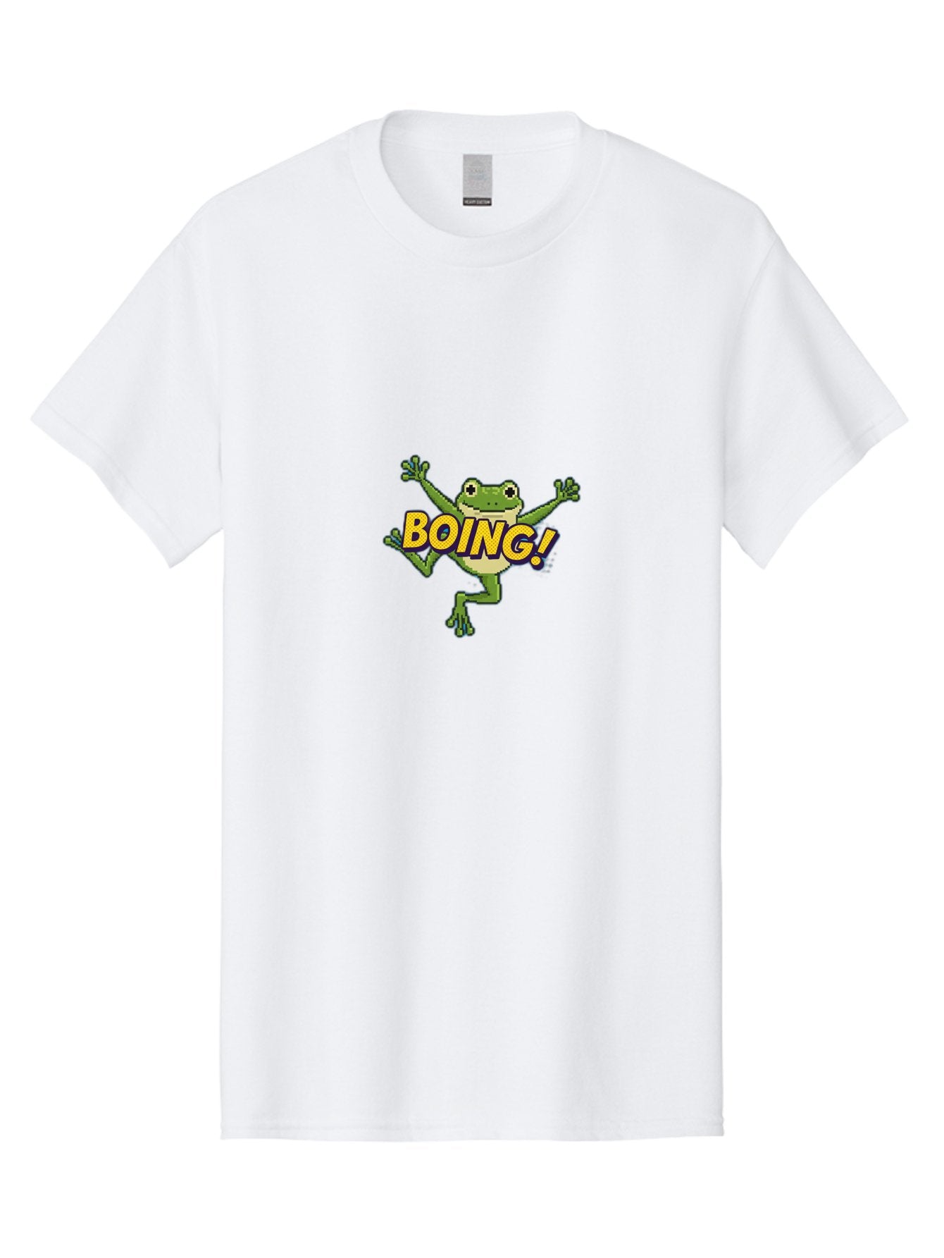 Boing-Frog-1 Men'S Graphic Tee, 100% Cotton, Comfortable Casual Summer Wear, Machine Washable, Funny Cartoon Frog, Playful Illustration, Cartoon Character, Comedic Graphic, Humorous Image, Entertaining Design, Boing! Text, Frog Jumping, Bab689 6