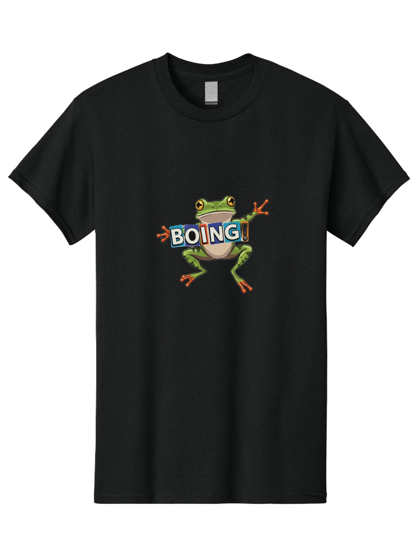 Boing-Frog-2 Men'S Graphic Tee, 100% Cotton, Comfortable Casual Summer Wear, Machine Washable, Cartoon Frog, Jumping Frog, Green Frog, Playful Animation, Comic Effect, Boing Text, Dynamic Pose, Fun Graphics, Energetic Vibe, Comic Strip Style Bab690 4