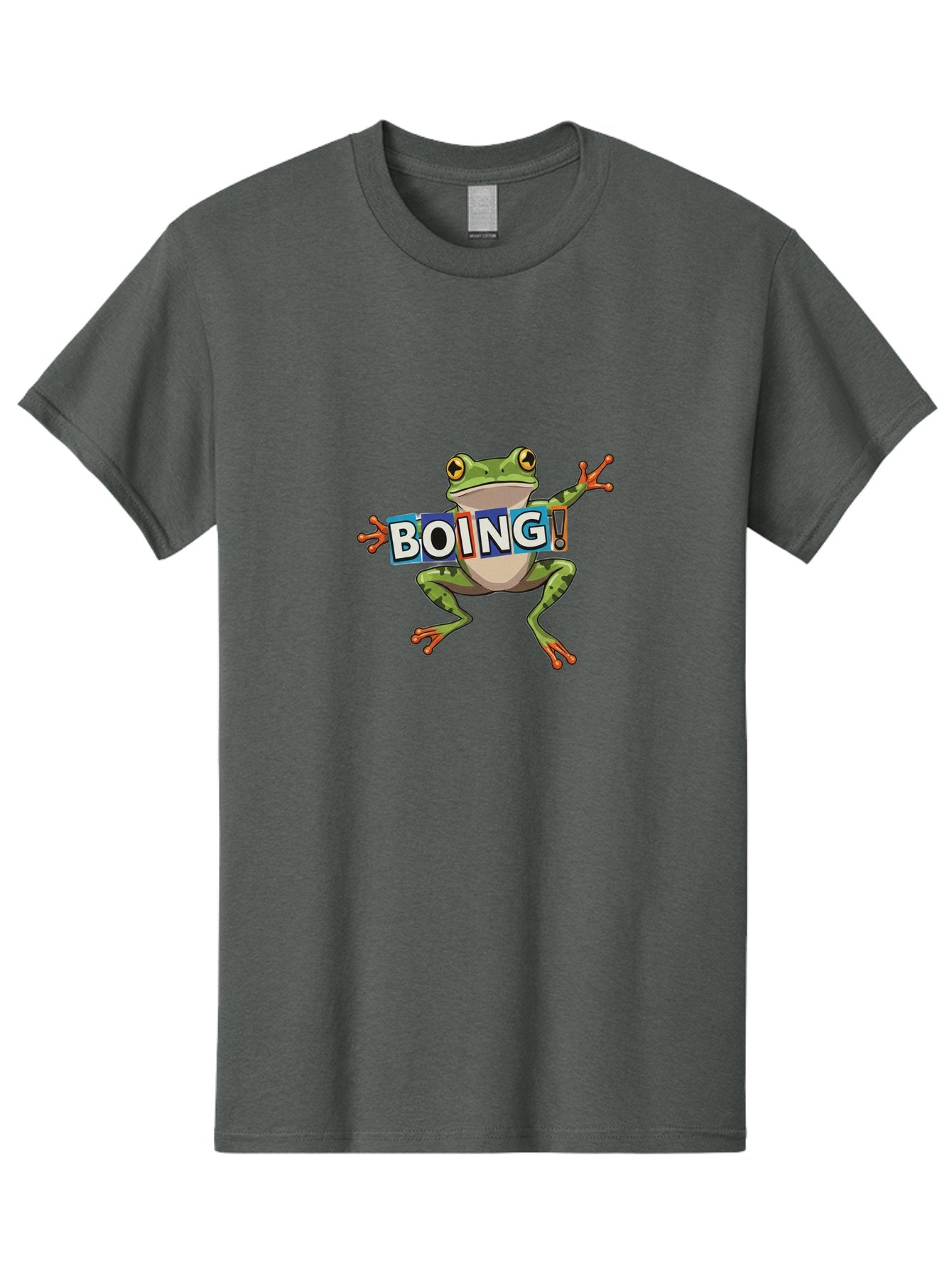 Boing-Frog-2 Men'S Graphic Tee, 100% Cotton, Comfortable Casual Summer Wear, Machine Washable, Cartoon Frog, Jumping Frog, Green Frog, Playful Animation, Comic Effect, Boing Text, Dynamic Pose, Fun Graphics, Energetic Vibe, Comic Strip Style Bab690 11