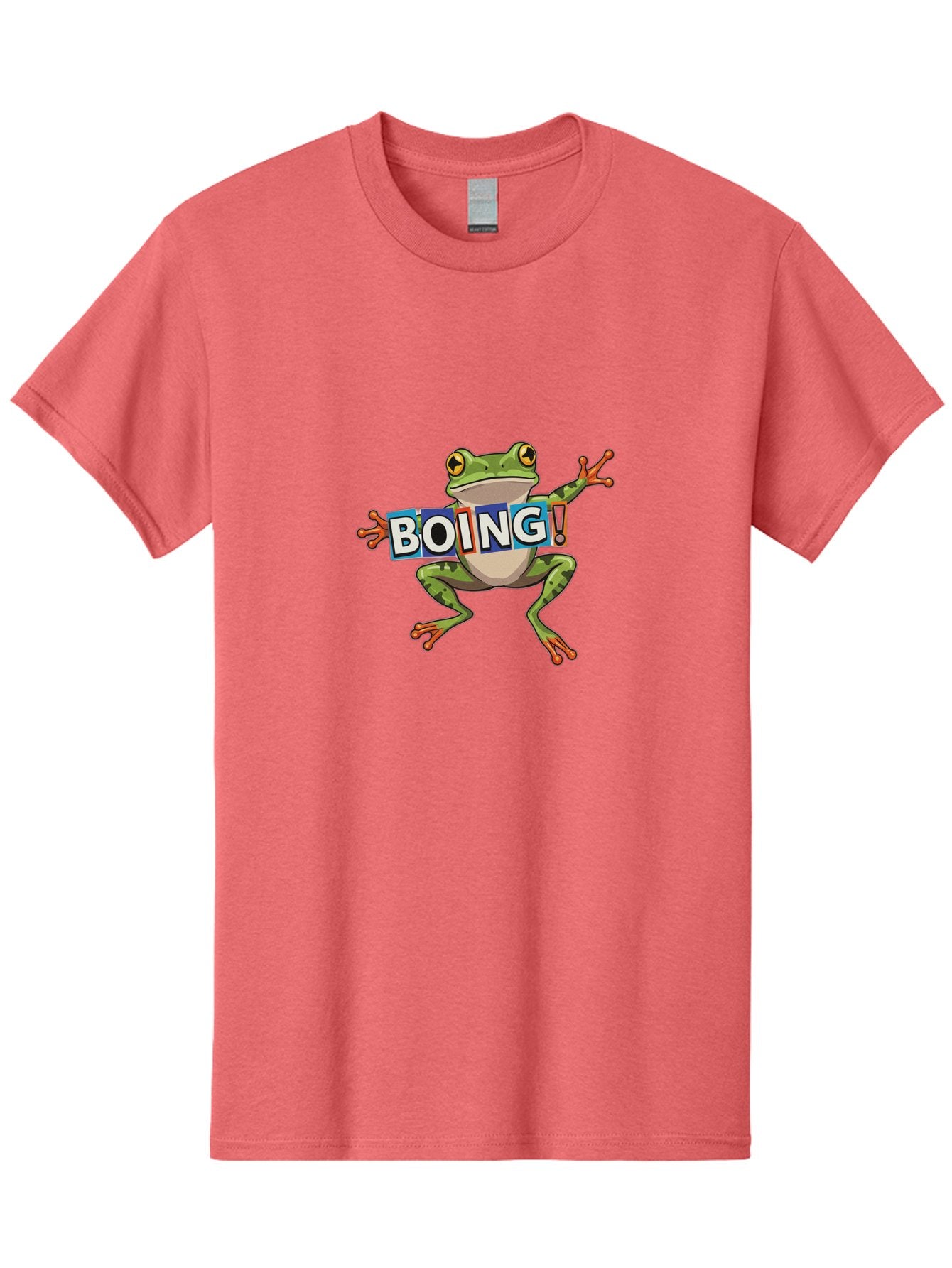 Boing-Frog-2 Men'S Graphic Tee, 100% Cotton, Comfortable Casual Summer Wear, Machine Washable, Cartoon Frog, Jumping Frog, Green Frog, Playful Animation, Comic Effect, Boing Text, Dynamic Pose, Fun Graphics, Energetic Vibe, Comic Strip Style Bab690 5