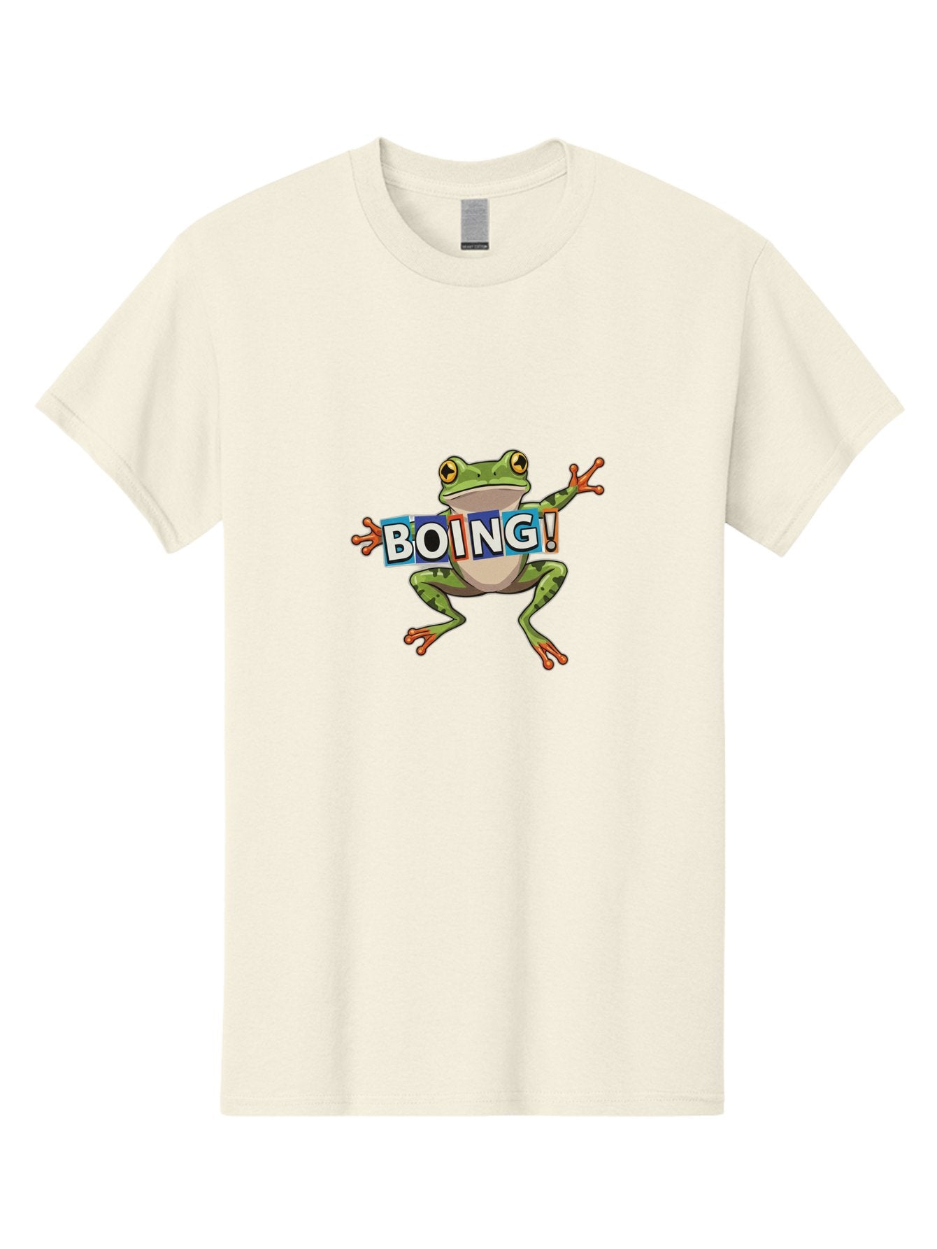 Boing-Frog-2 Men'S Graphic Tee, 100% Cotton, Comfortable Casual Summer Wear, Machine Washable, Cartoon Frog, Jumping Frog, Green Frog, Playful Animation, Comic Effect, Boing Text, Dynamic Pose, Fun Graphics, Energetic Vibe, Comic Strip Style Bab690 3
