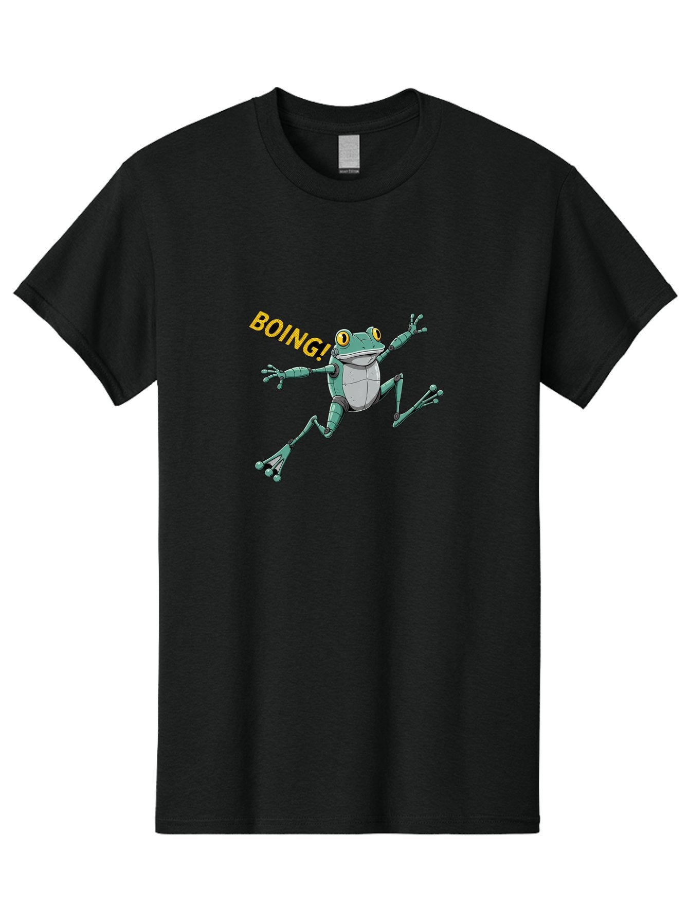 Boing-Frog-3 Men'S Graphic Tee, 100% Cotton, Comfortable Casual Summer Wear, Machine Washable, Cartoon Frog, Funny Animal, Playful Amphibian, Yellow Eyes, Jumping Motion, Comic Effect, Boing Text, Playful Vibe, Cartoon Character, Bab691 14
