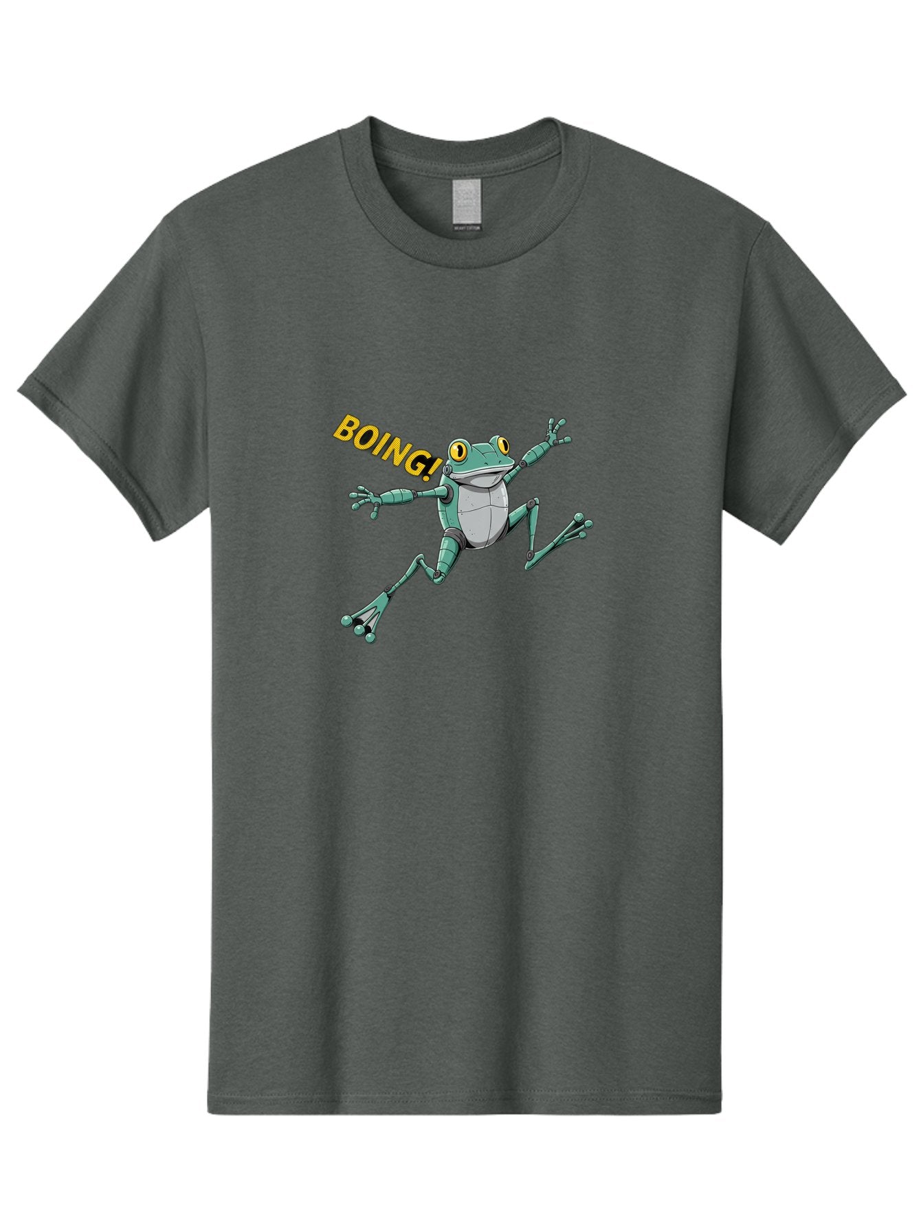 Boing-Frog-3 Men'S Graphic Tee, 100% Cotton, Comfortable Casual Summer Wear, Machine Washable, Cartoon Frog, Funny Animal, Playful Amphibian, Yellow Eyes, Jumping Motion, Comic Effect, Boing Text, Playful Vibe, Cartoon Character, Bab691 13